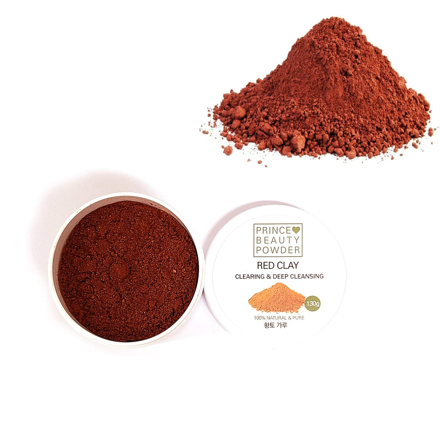 Prince Natural Beauty Powder para máscara facial con máscara facial de gasa 100% algodón, 10 hojas (arcilla roja, 4.58 onzas)