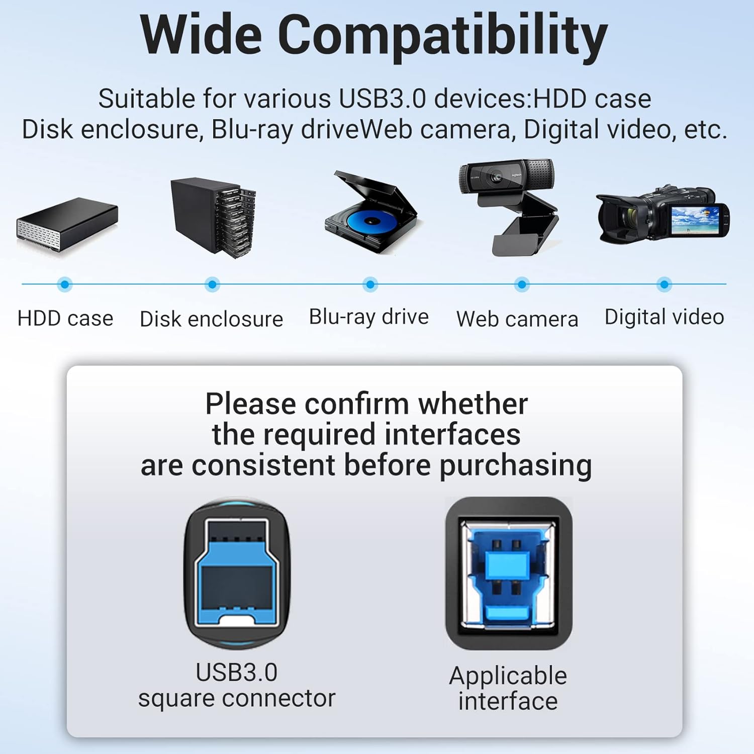 VENTION Cable de impresora USB 3.0 tipo A macho a B macho, cable de impresora USB compatible con HP Epson Dell, Canon, Lexmark, Xerox, Brother,