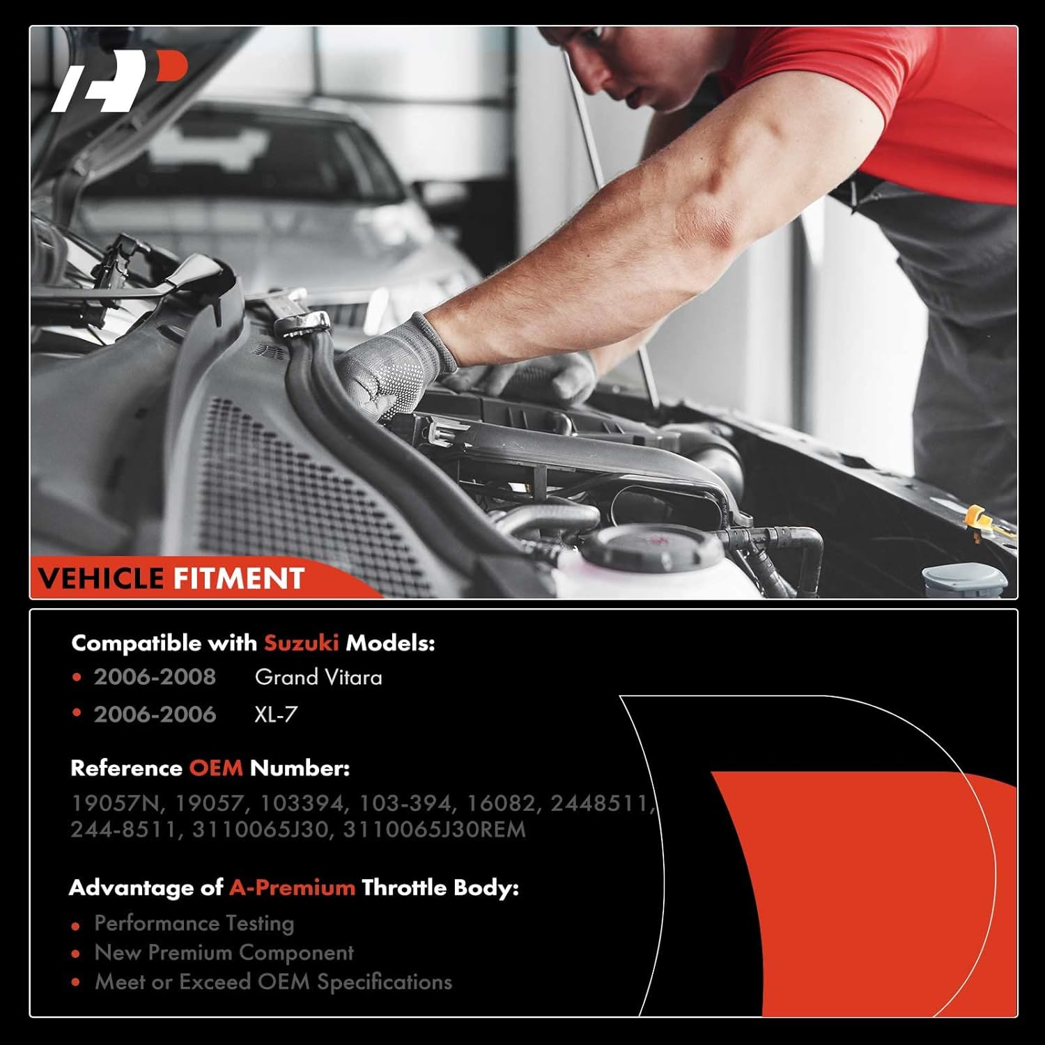 A-Premium Motor de arranque compatible con Suzuki Grand Vitara 2006-2008 V6 2.7L, XL-7 2006 V6 2.7L, 12V 1.4KW 8 dientes en sentido horario,
