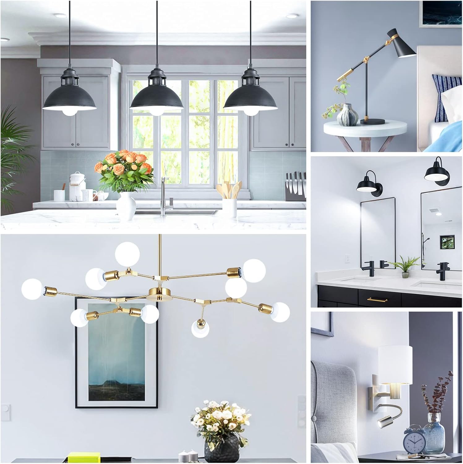 Bombilla LED A19, equivalente a 100 vatios, de lujo con luz diurna de 6000 K, 1500 lúmenes, base estándar E26, no regulable, sin parpadeo para