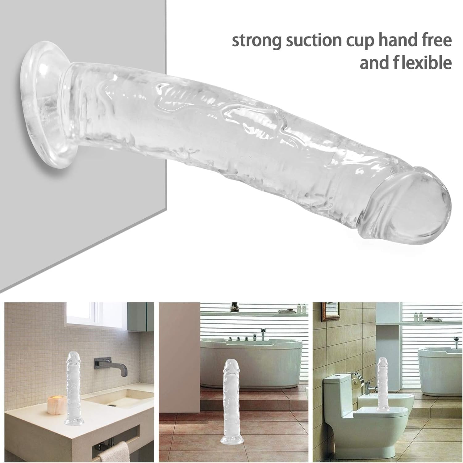 Consolador de silicona realista, material suave para la vagina del clítoris y la estimulación anal con fuerte ventosa para jugar con manos libres,