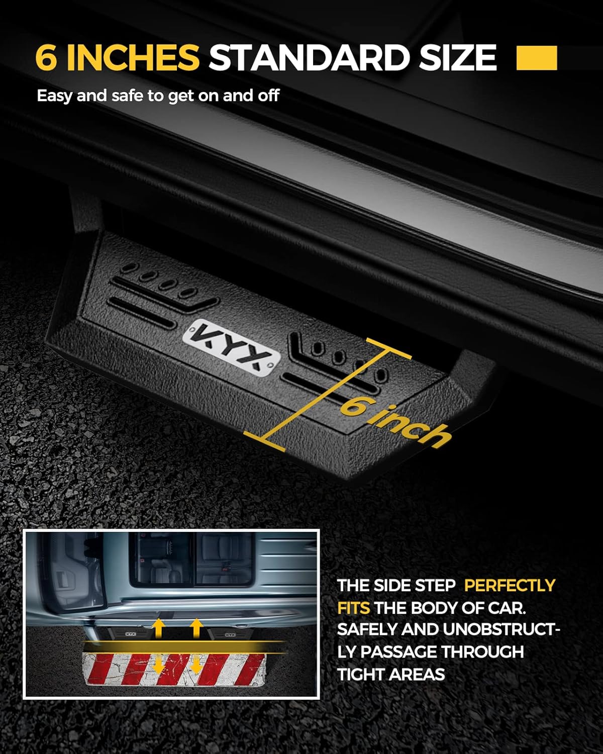 KYX Estribos laterales de 6 pulgadas para Chevy SilveradoGMC Sierra 1500 2007-2018 y 2007-2019 2500HD3500HD Crew Cab (barras laterales de barra