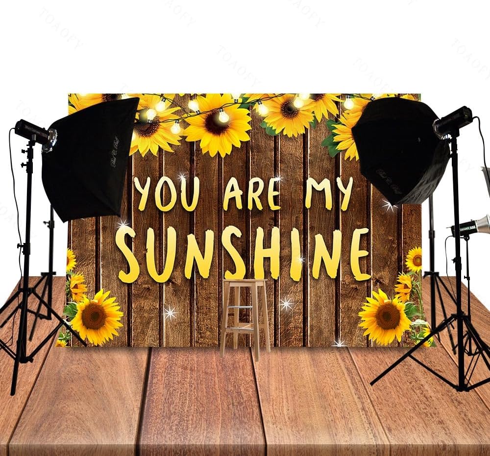 TAYBYC425 – Telón de fondo de madera de girasol para baby shower, 8 x 6 pies, decoración de fondo de madera de girasol para niña, fiesta de