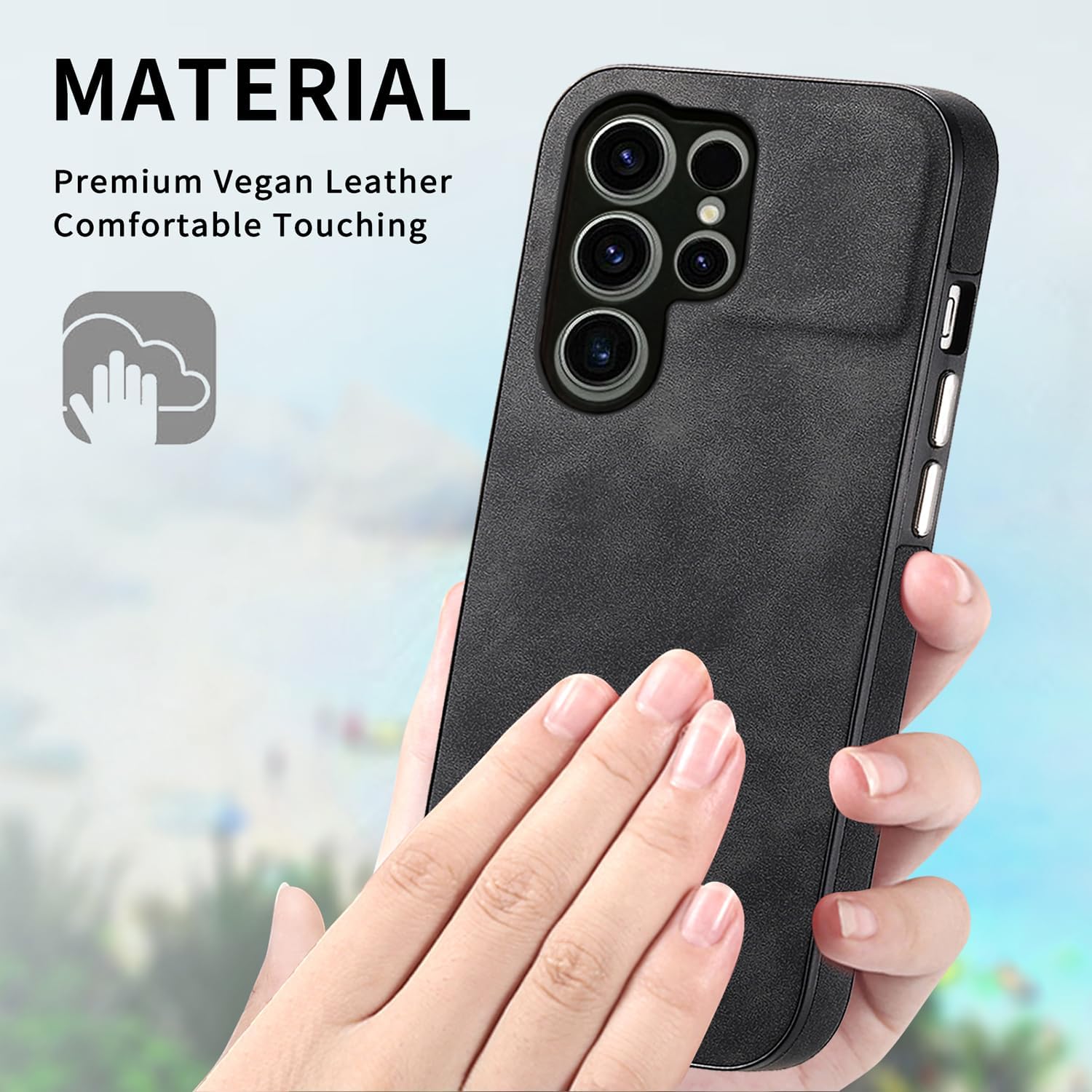 Asuwish Funda de teléfono para Samsung Galaxy S23 Ultra 5G con protector de pantalla de vidrio templado y funda delgada de cuero suave, accesorios