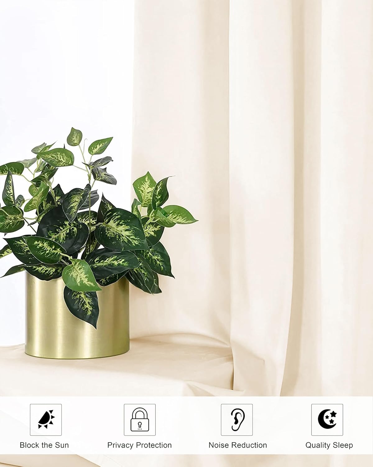 Cortinas de terciopelo blanco marfil súper suave de 84 pulgadas con ojales, cortinas de terciopelo color crema súper gruesas con aislamiento