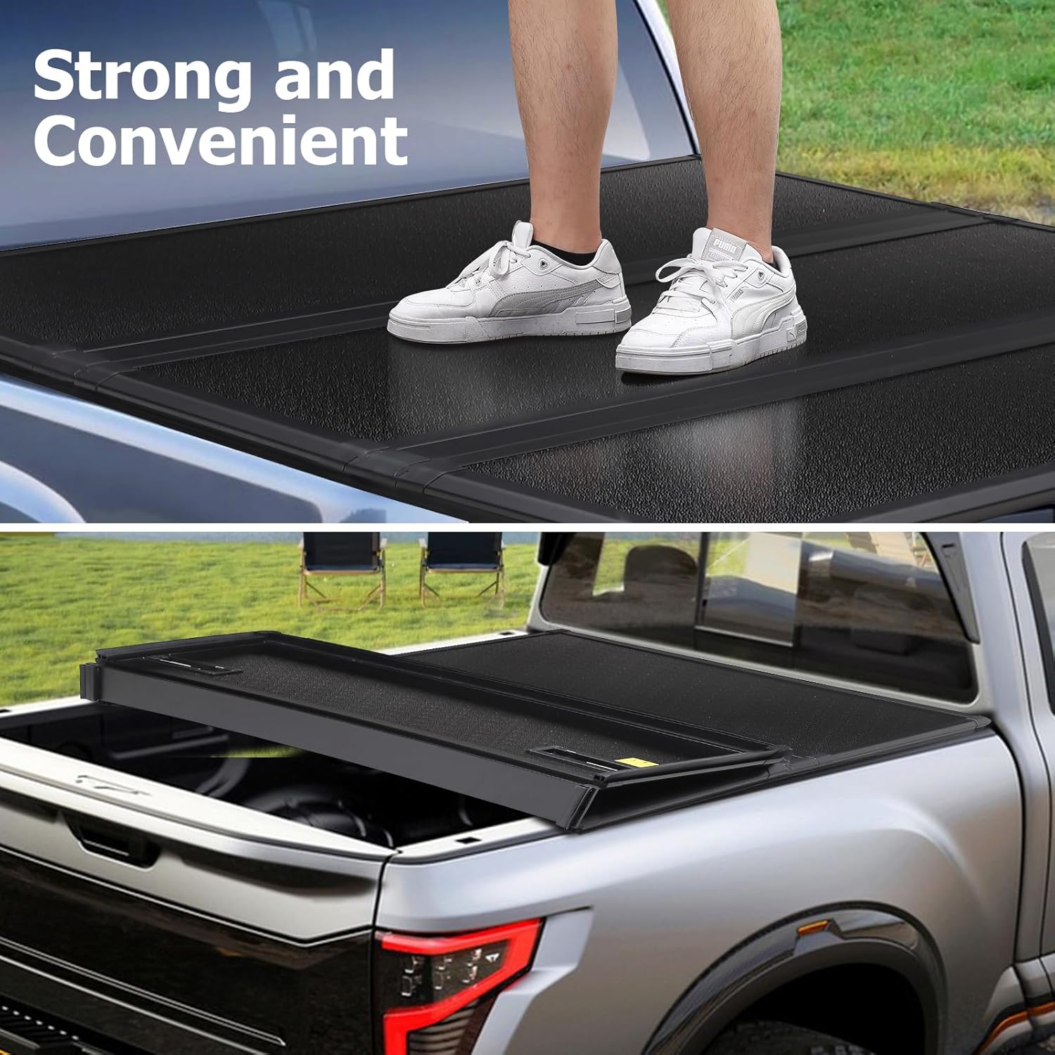 Cubierta Tonneau plegable rígida para Ford F150 de 5.6 pies, compatible con F-150 Supercrew 2015-2023 con cabina doble de 5.6 pies