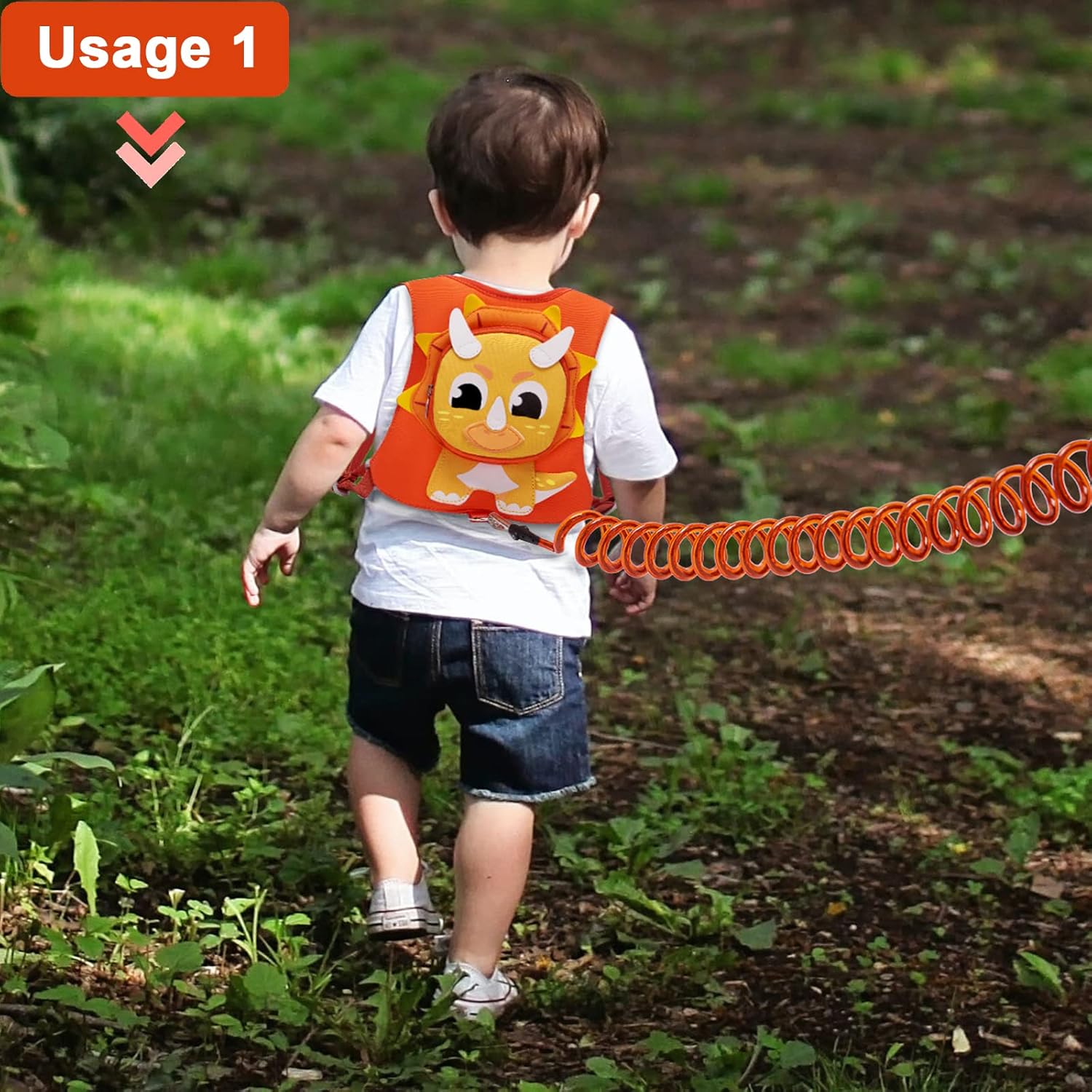 Accmor – Correa de arnés para niños pequeños con eslabón de muñeca antipérdida, 3 en 1, arnés de dinosaurio para niños, lindo triceratops para