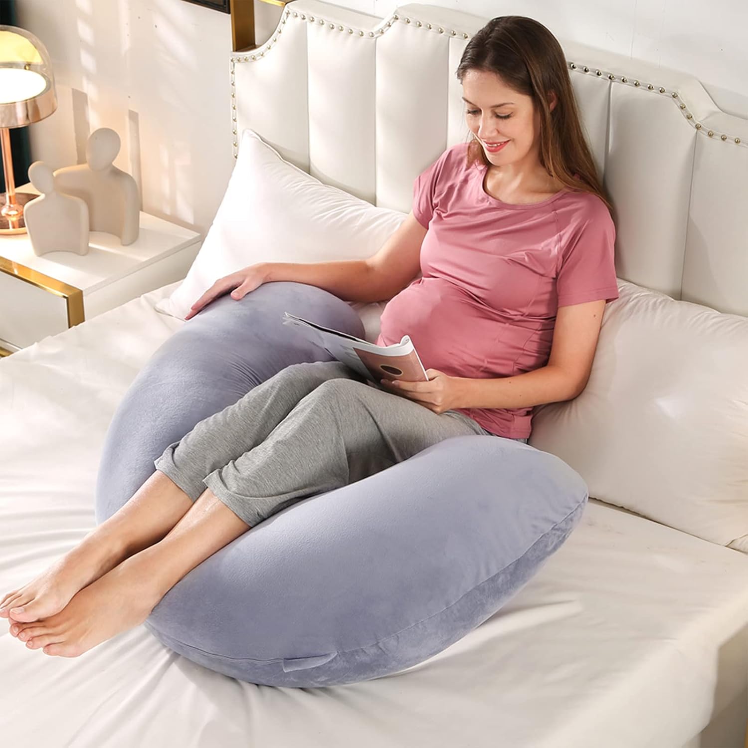 BATTOP Almohada de embarazo de cuerpo completo para dormir, con funda extraíble lavable, soporte para espalda, caderas, piernas, vientre
