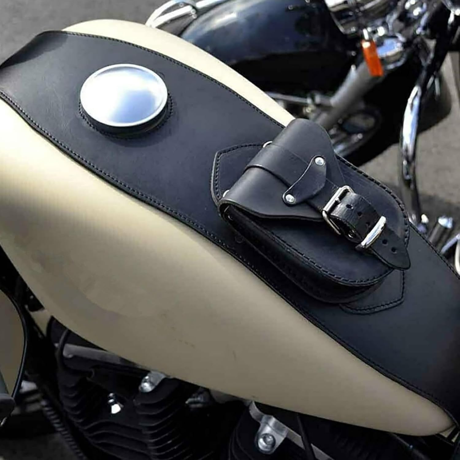 Bolsa de tanque de motocicleta, cubierta de tanque de combustible de piel sintética, bolsa de tanque de gasolina, almohadilla de panel, bolsa de