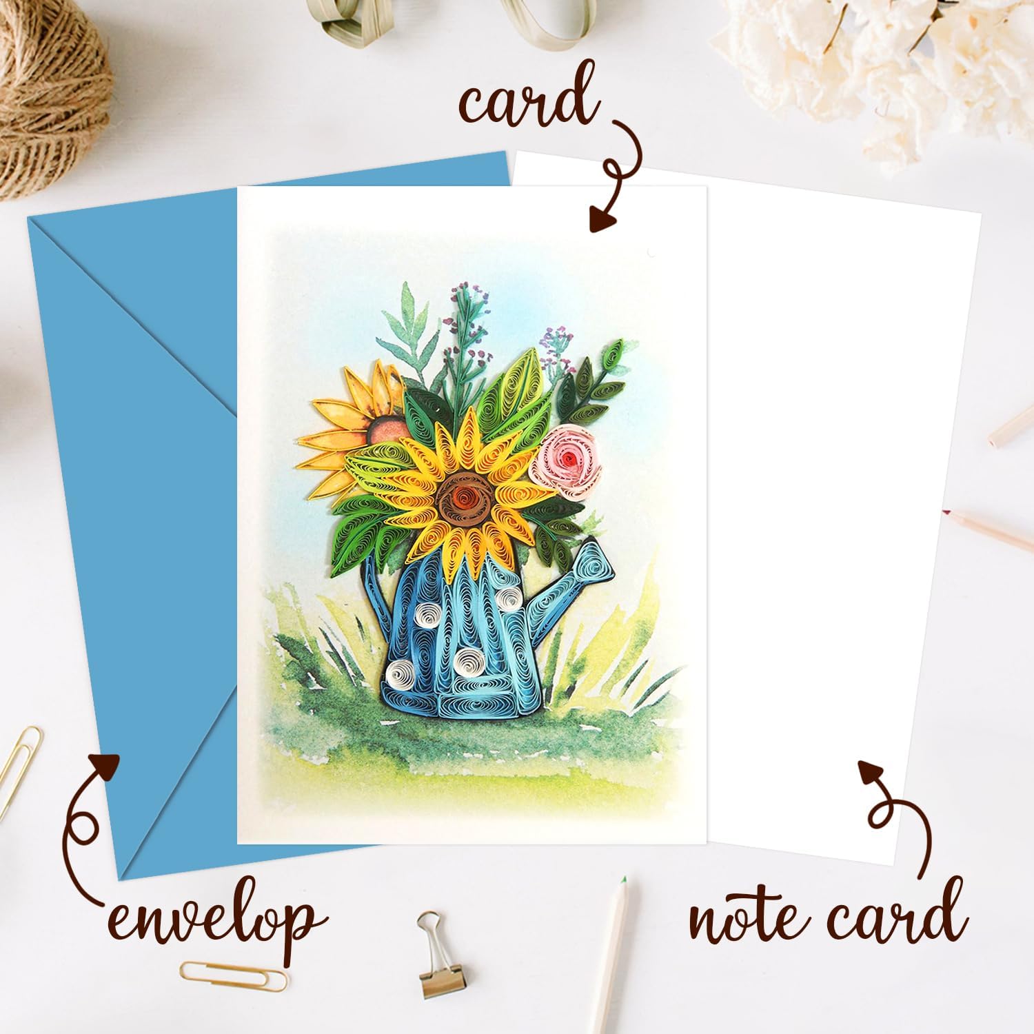 KingKraft Tarjeta de girasol Quilling, tarjeta de cumpleaños para mujer, tarjeta de feliz cumpleaños para mamá, tarjeta de aniversario para esposa,