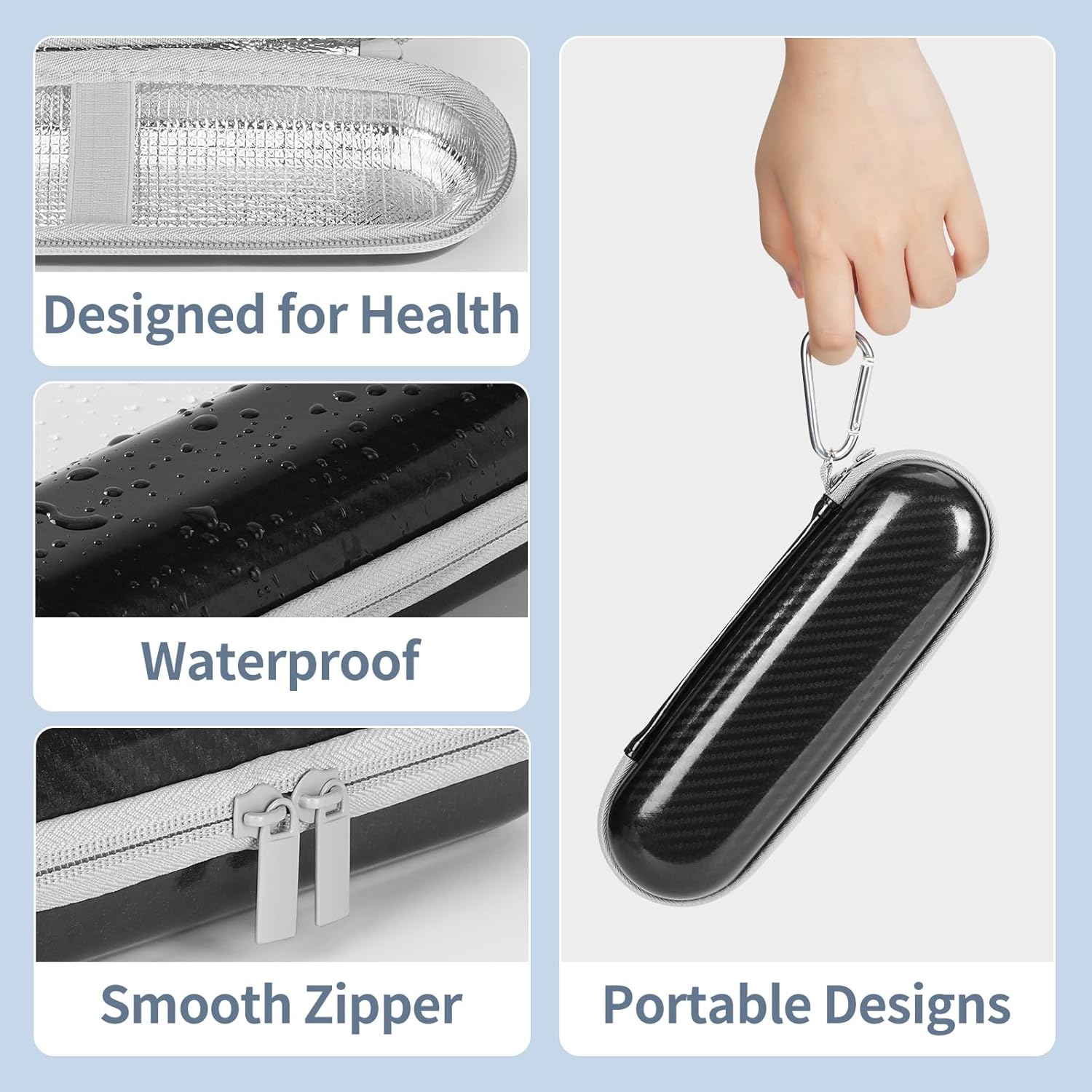 Yinke Estuche de viaje para cepillo de dientes con 2 tapas de cubierta de cabezal de cepillo de dientes para Oral-BOral-B ProPhilips Sonicare