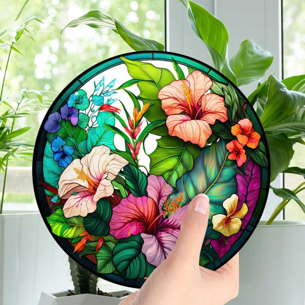 Homoyoyo Atrapasoles de cristal de colores para colgar en la ventana, flores para colgar en la pared, adorno para colgar en la pared, panel de
