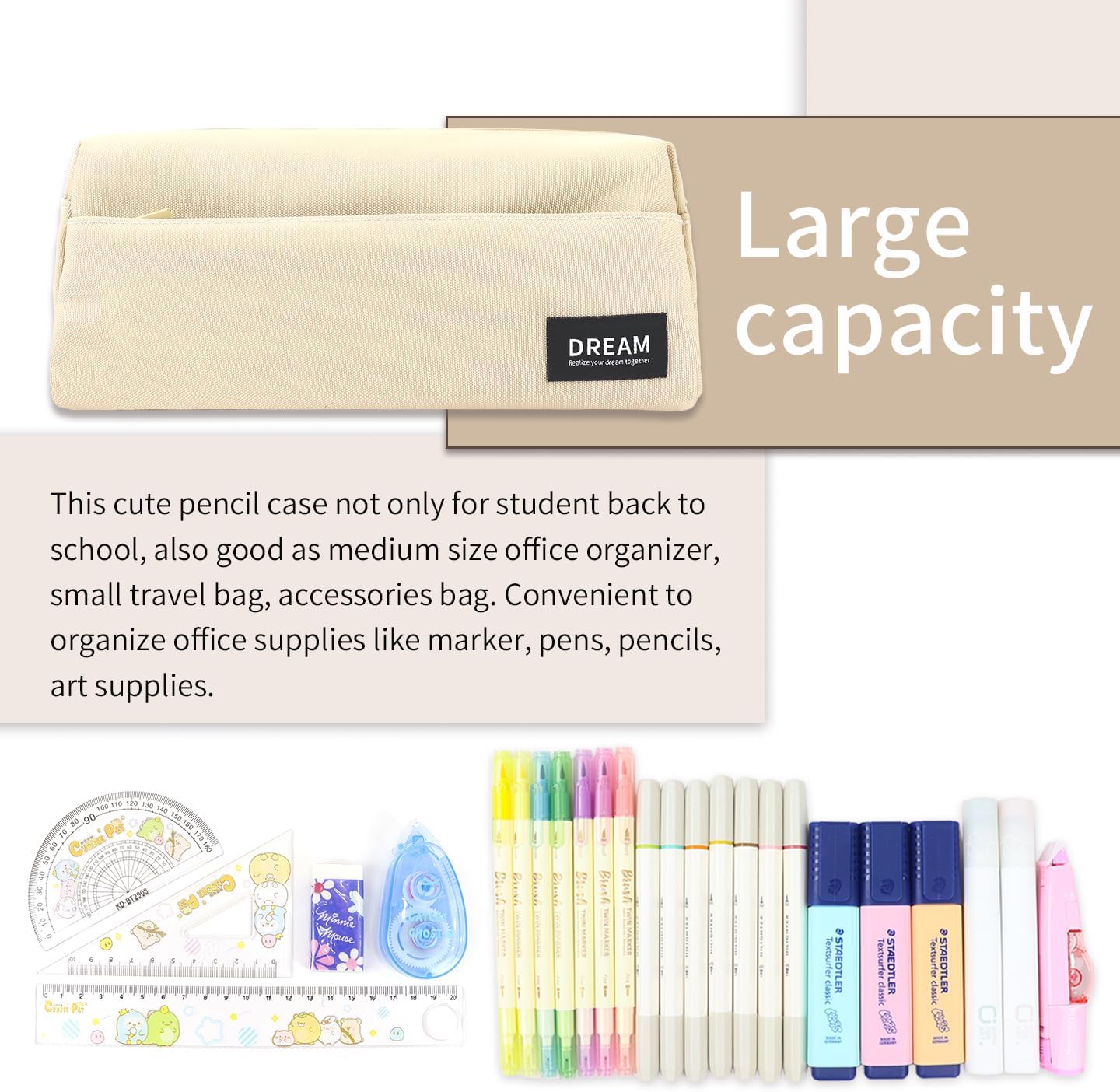 Estuche pequeño para lápices, bonito estuche estético para estudiantes, niños, niñas, adolescentes, suministros de papelería de regreso a clases,