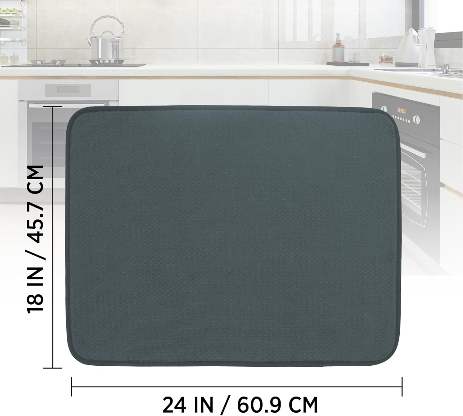 Tapete de microfibra para secado de platos para encimera de cocina con material absorbente, grueso y de doble cara, tapete de secado de platos XXL,