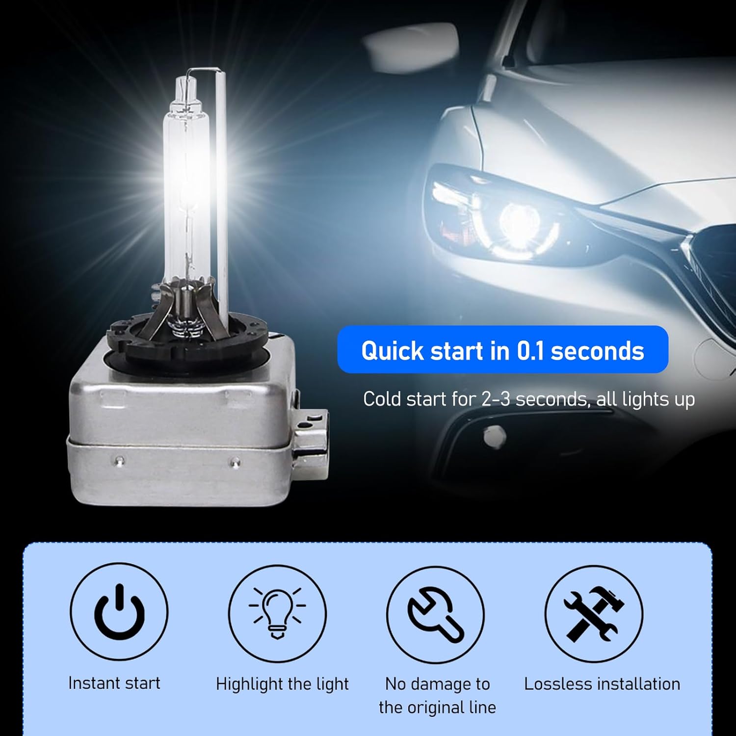 Fogfar 2 bombillas HID para automóvil, bombillas de repuesto originales D1S de 6000 K, bombillas superbrillantes de 35 W, bombillas universales para