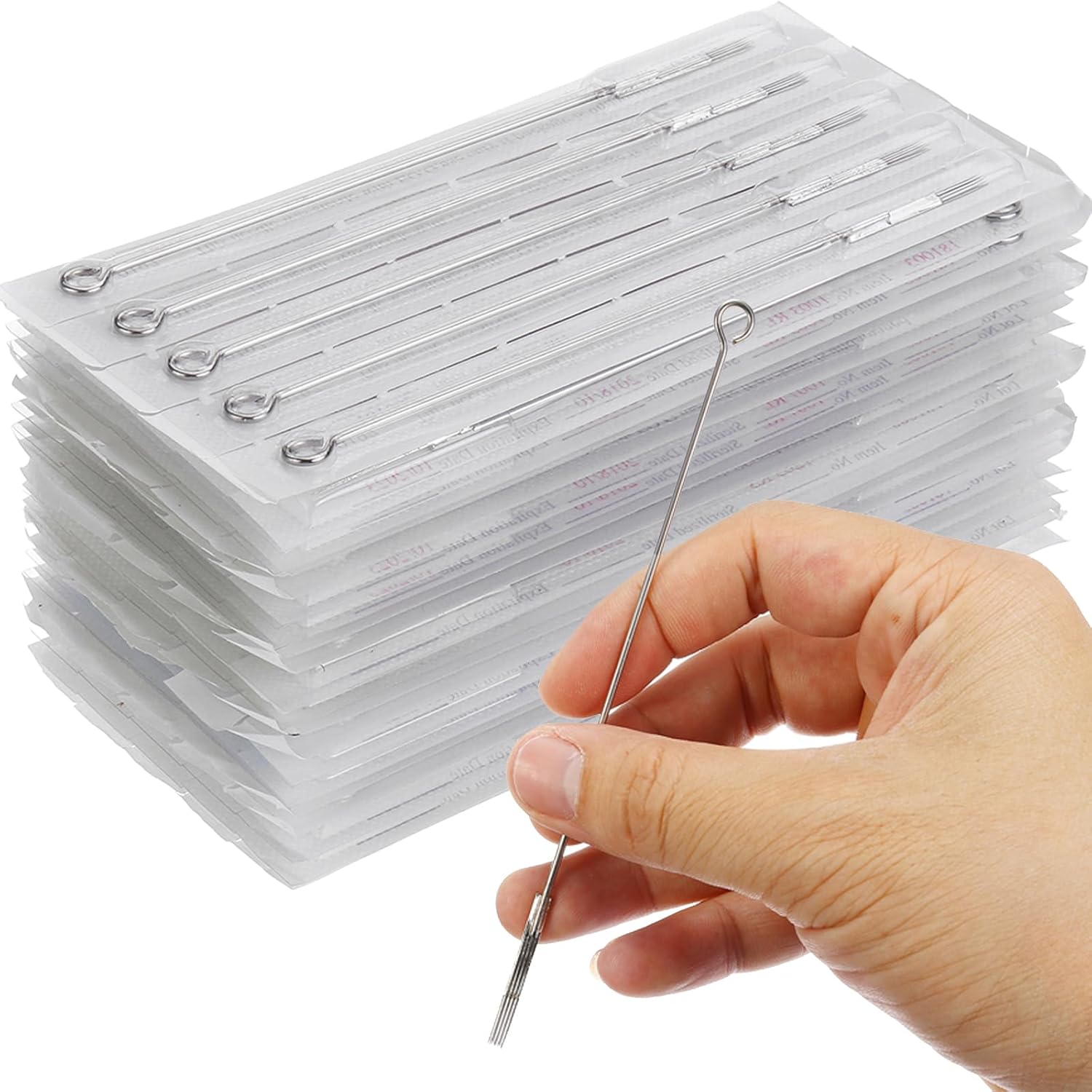 Juego de 100 agujas de tatuaje mixtas para palillo y poke RL, RS, M1 surtidas agujas estériles desechables para tatuajes (MIX-100 piezas)