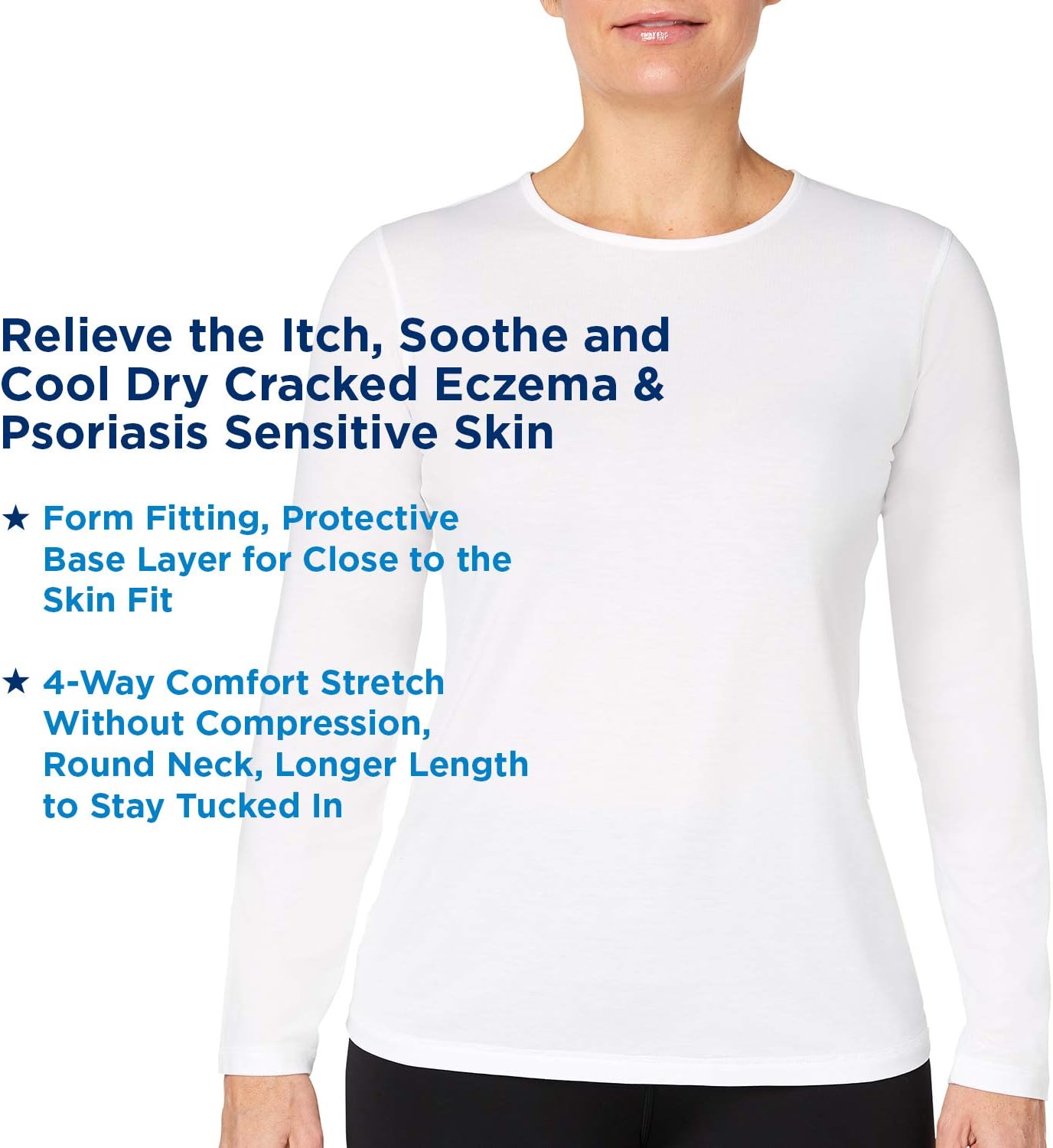 Ropa para eccema, psoriasis y camisa de tratamiento de piel sensible para mujer