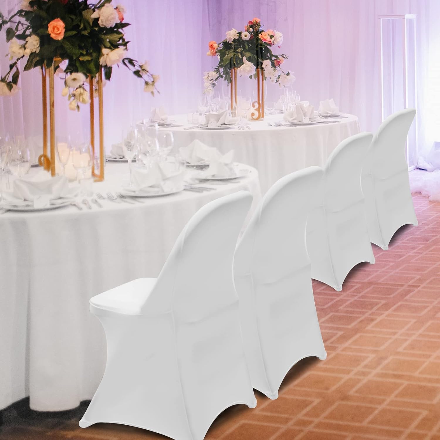 HAINARverS Fundas plegables para sillas, 100 unidades, protector universal de elastano elástico para bodas, fiestas, banquetes, celebraciones