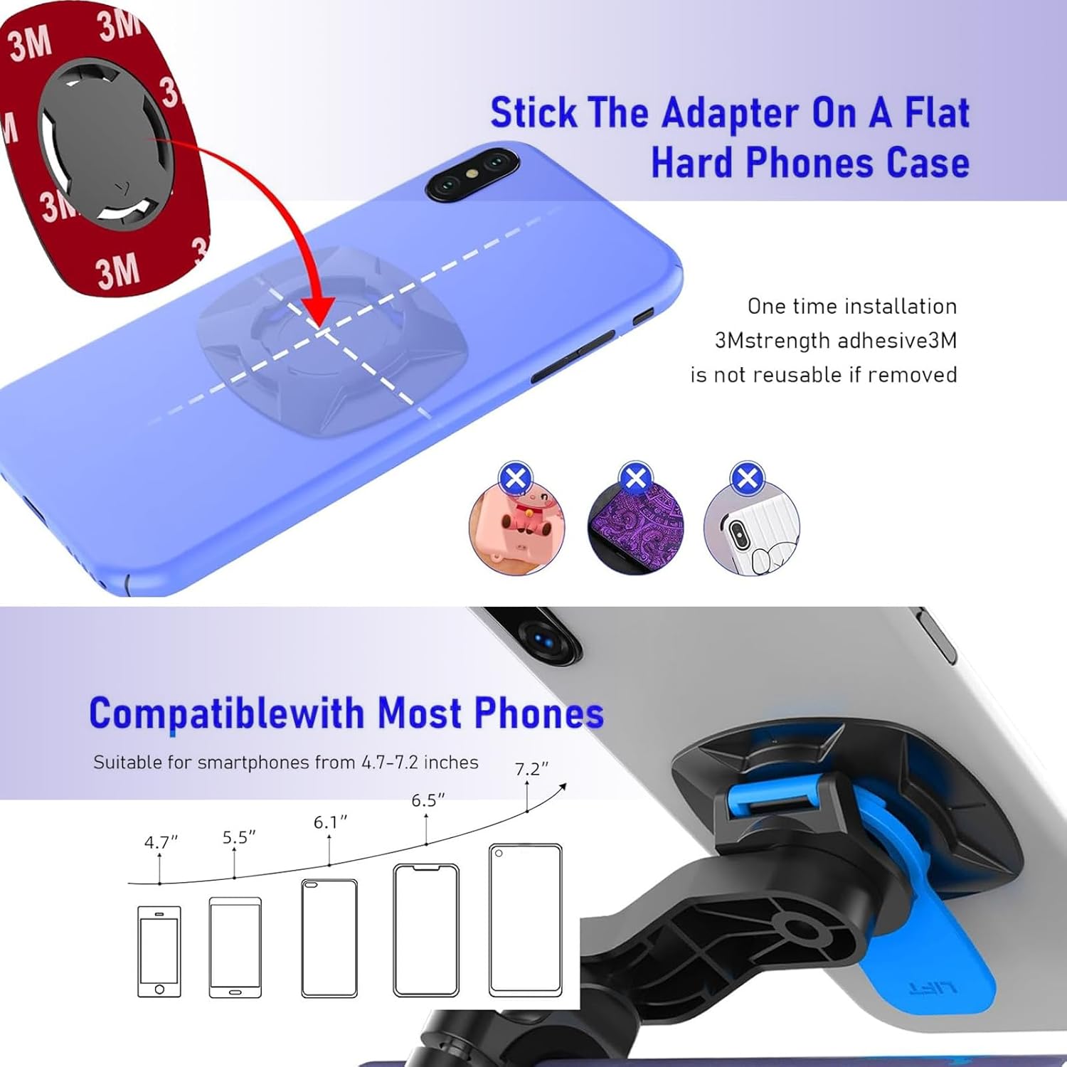 1 soporte para teléfono celular para bicicleta, rotación de 360 grados, ajustable, 1 segundo, soporte antivibración que absorbe los golpes, soporte