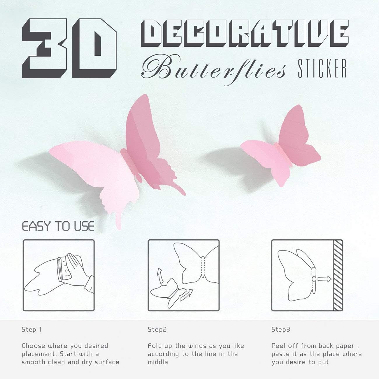 24 calcomanías de mariposa 3D para decoración de pared, mariposas extraíbles, calcomanías de pared para niñas, niños, dormitorio y habitación, mural
