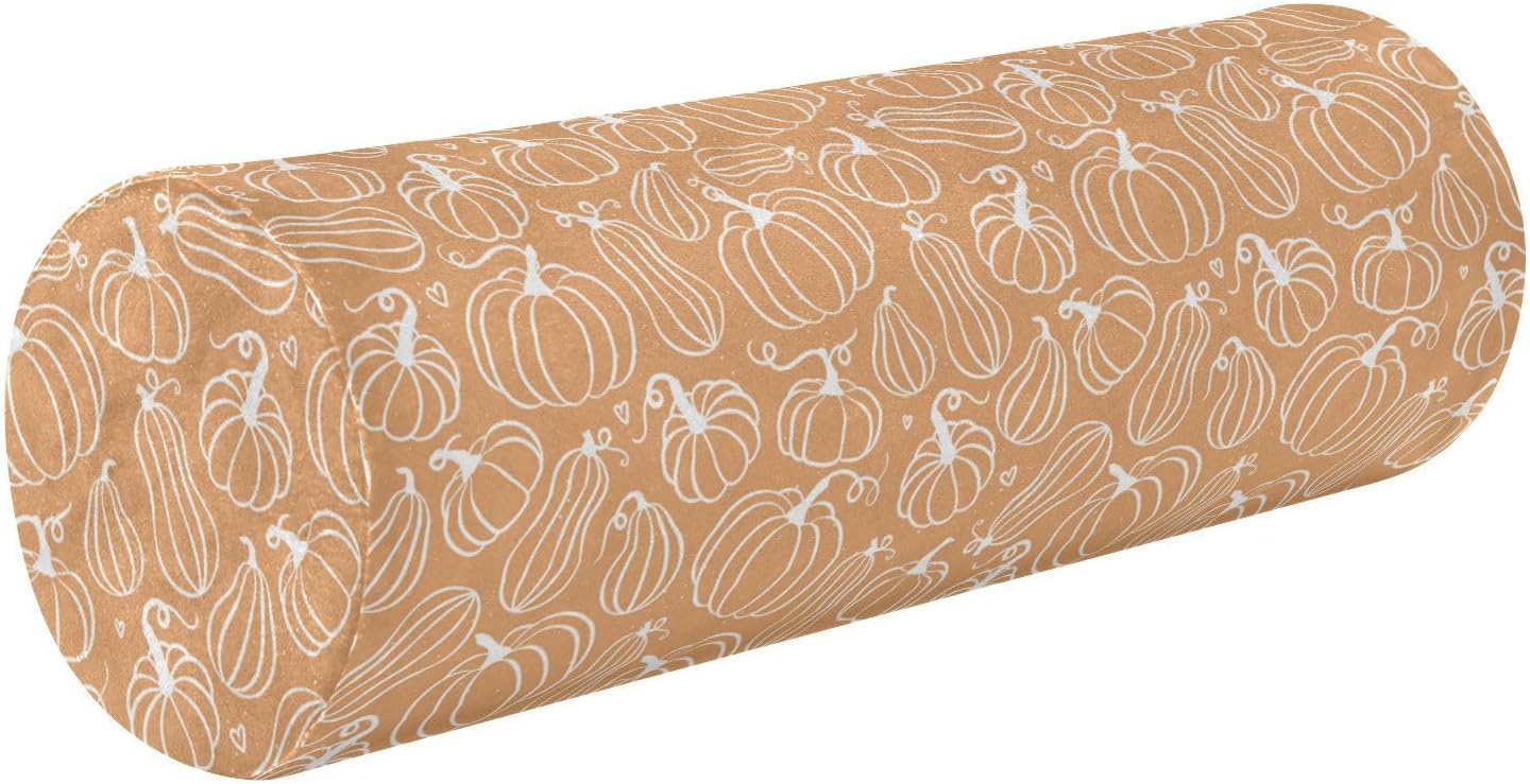 Pumpkin Halloween Thanksgiving Bolster Pillow Decorative Bedding Essentials Round Neck Roll Pillow Kids Round Pillow Cylinder Pillow