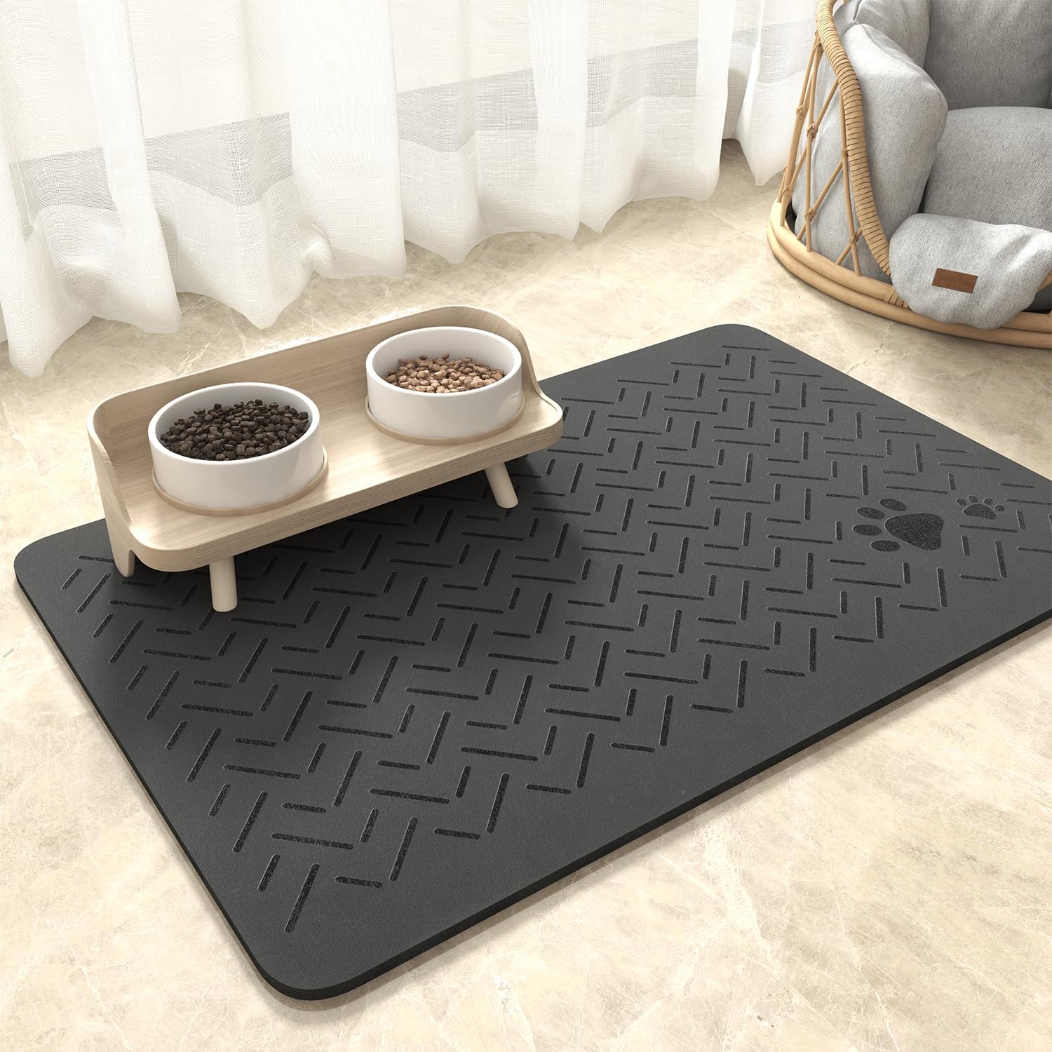 MontVoo -Tapete absorbente para alimentación de mascotas-Tapete de secado rápido para perros sin manchas para comida y agua-Tapete de goma para