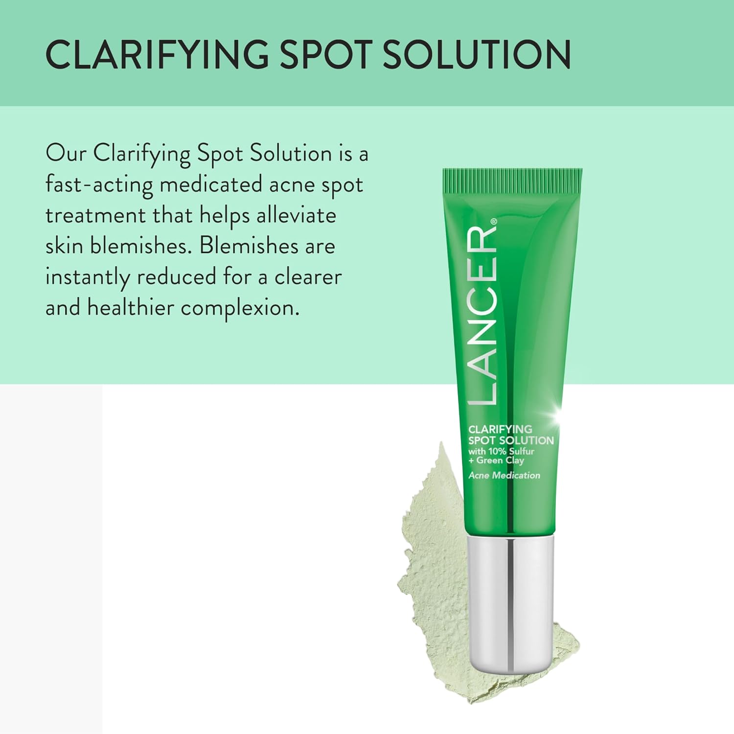Lancer Mascarilla desintoxicante aclaradora para el cuidado de la piel, máscara de arcilla verde con 10% de azufre para pieles grasas,