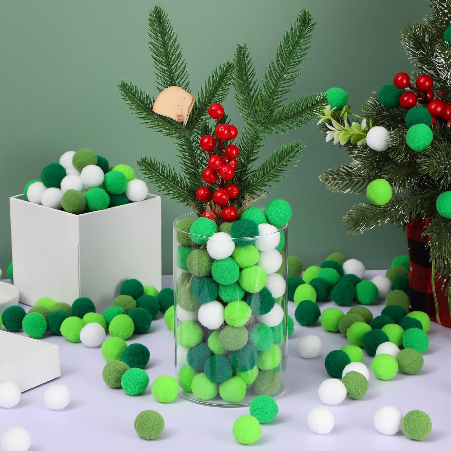 Peryiter 500 bolas de pompones de 1 pulgada para manualidades, multicolor, pompones suaves para manualidades, proyectos de Navidad, manualidades,