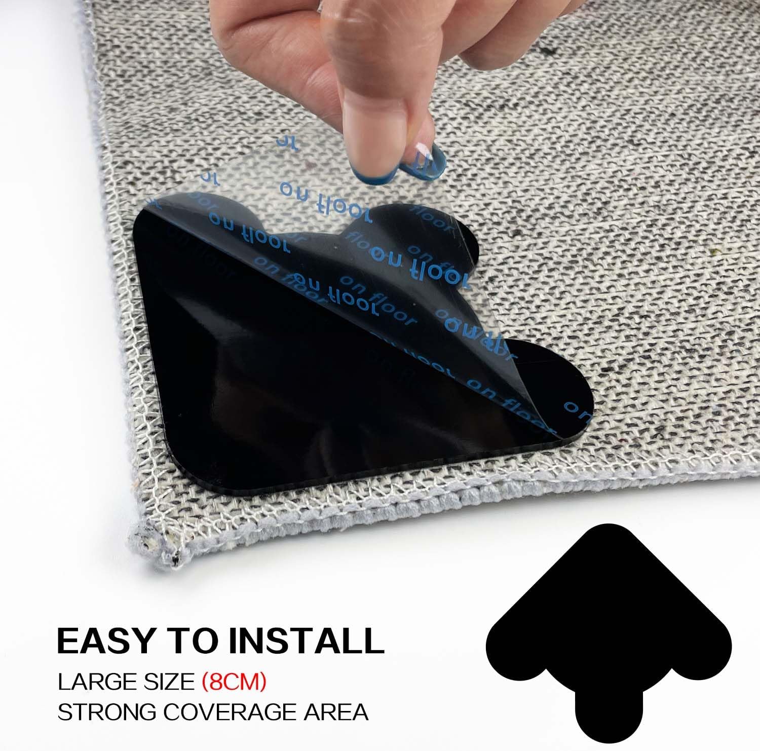 16 Pcs Carpet Tape,Rug Pad Grippers for Laminate&Tile&Hardwood Floors,WashableNon-Glue Marks Double Sided Grippers for Rug Pad,Carpet Corner