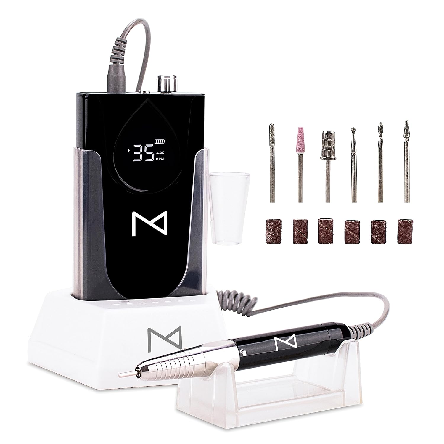 M Max – Taladro de uñas profesional – Lima de uñas con motor sin escobillas 2 en 1 – Carcasa eléctrica, inalámbrica, de aleación de aluminio, 35000