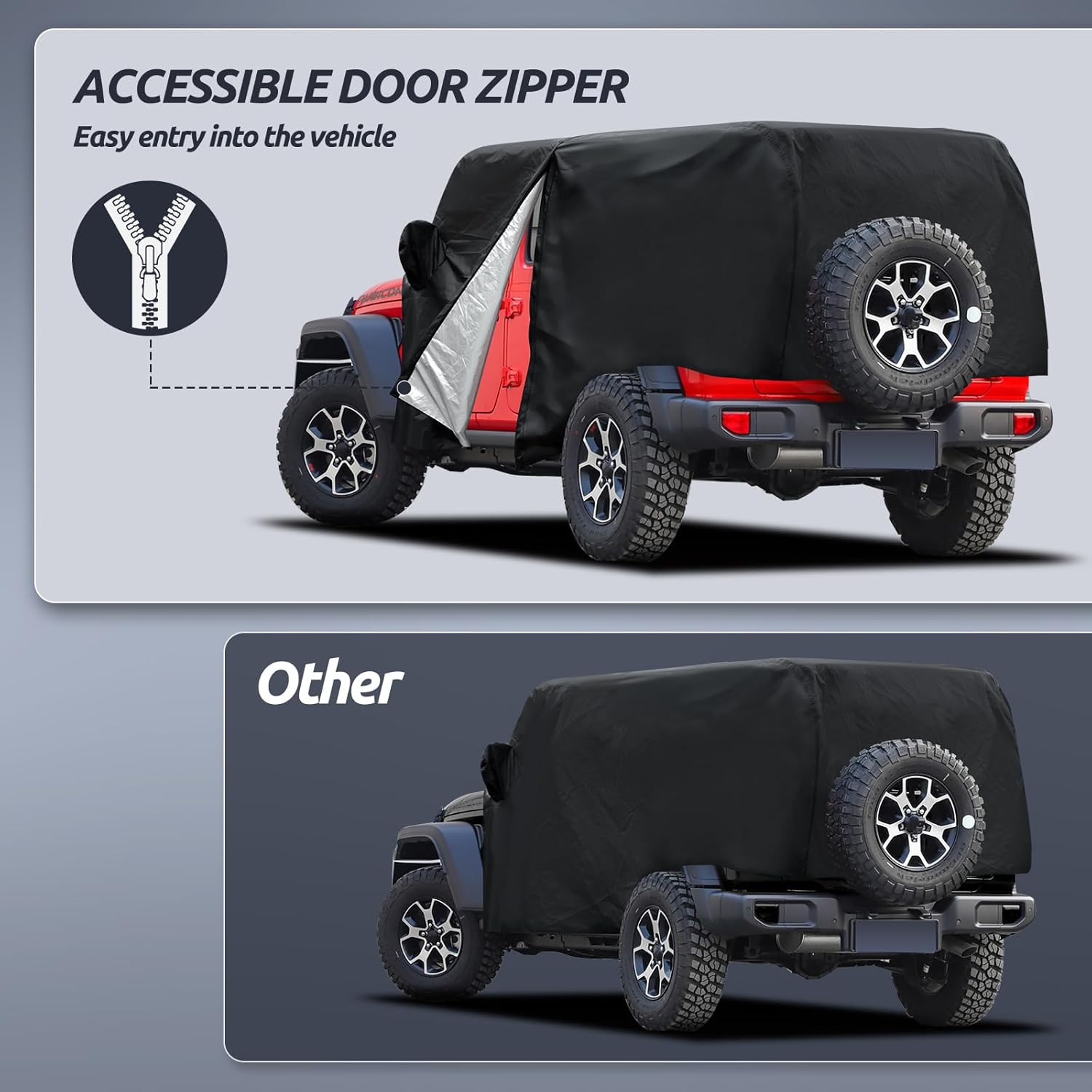Cubierta de cabina para Jeep Wrangler JK JL de 4 puertas 2007-2023 y superior, fundas para Jeep Wrangler de 4 puertas, impermeables, con cremallera