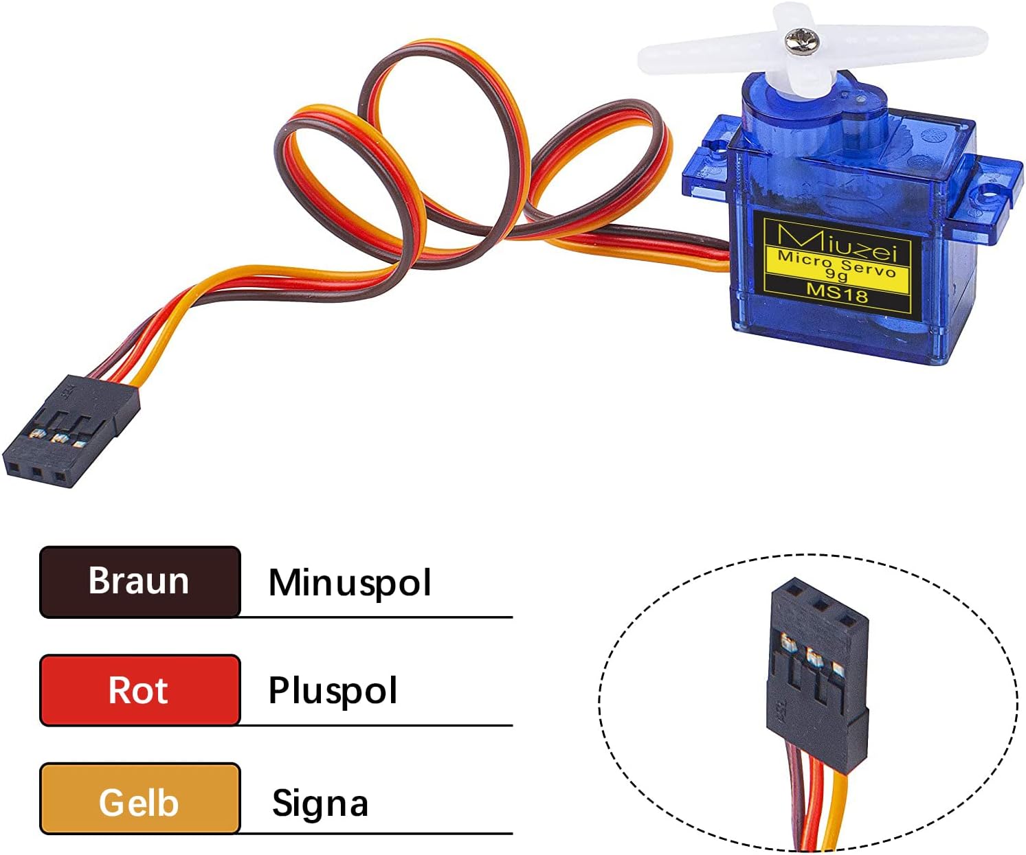 Sg90 – Micro servomotor de 0.31 onzas, kit de mini servos Miuzei de engranaje de metal, servo de 180 grados para automóvil, avión, avión Arduino,