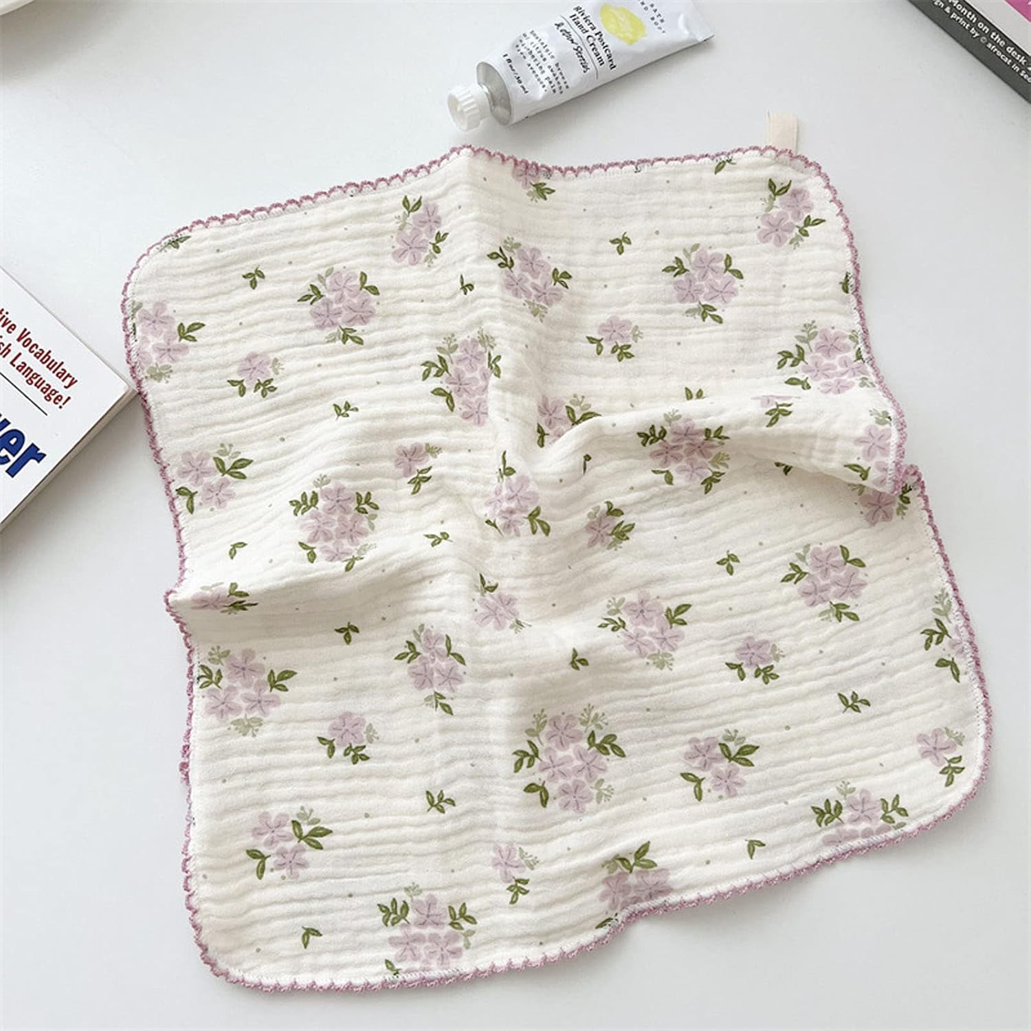 BuLuTu Lindas toallas de limpieza de muselina de algodón floral para el hogar y la cocina, paquete de 4 trapos de limpieza  11 x 11 pulgadas, 100%