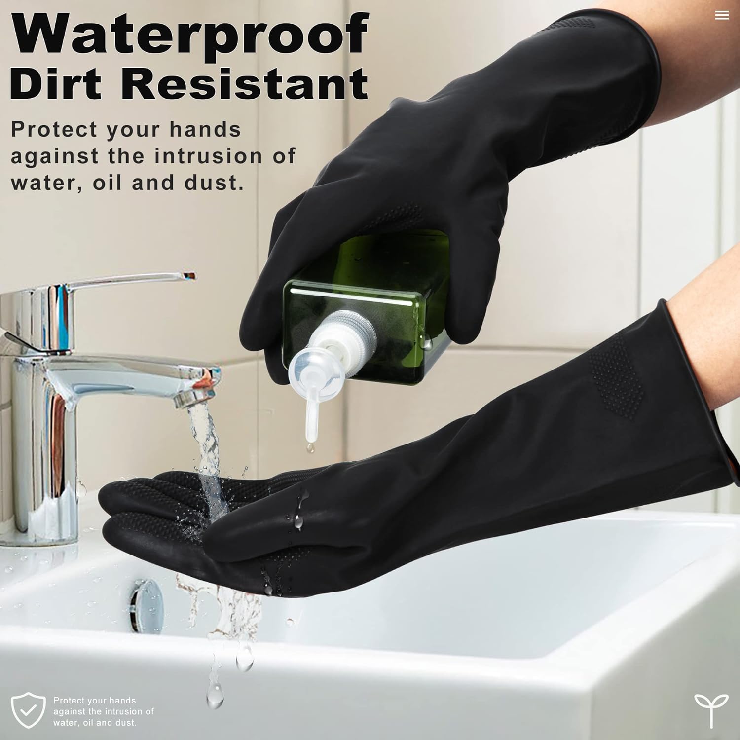 ThxToms Guantes de látex duraderos resistentes a productos químicos, guantes de goma de limpieza para proteger tus manos y tu salud, color negro, 1
