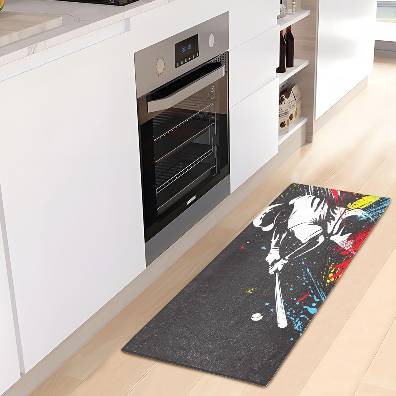 Alfombras de baño de felpa de béisbol para baño, parte trasera de goma antideslizante, lavables, alfombras de baño absorbentes, 39 x 20 pulgadas