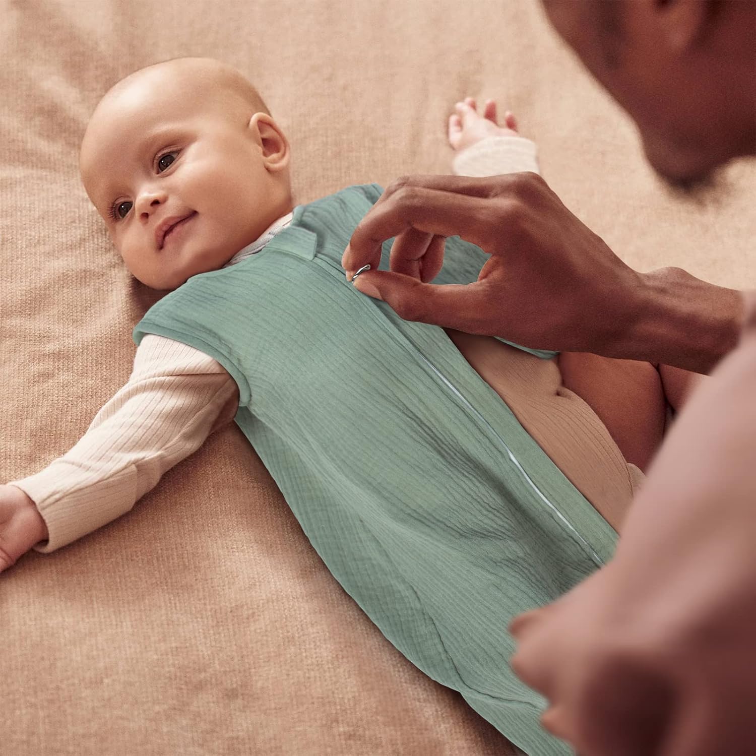 PRIMLECT Saco de dormir para bebé de 6 a 12 meses, manta de muselina para bebé, con cremallera de 2 vías, saco de dormir ligero y transpirable 0.5