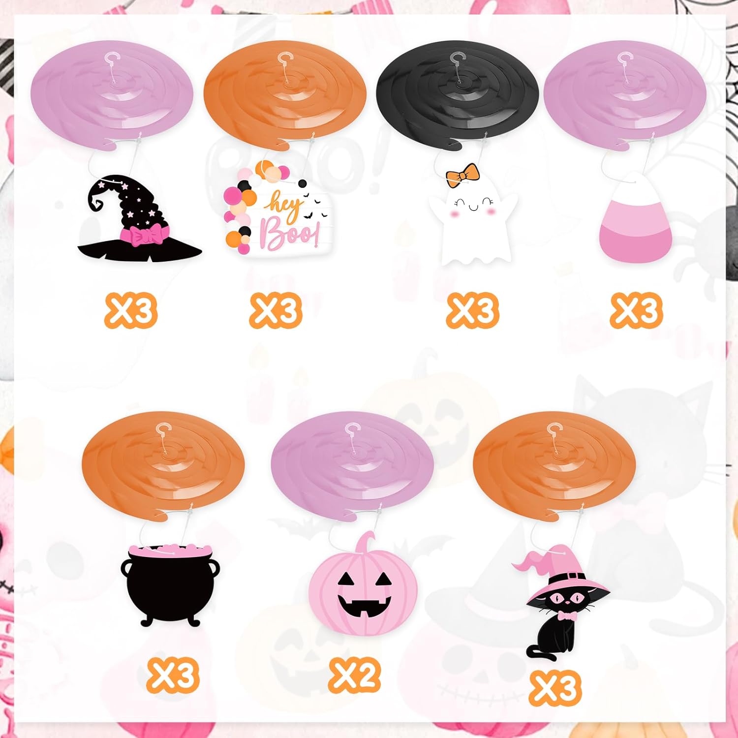 Remolinos colgantes para fiesta de Halloween, lindo caldero de bruja fantasma, calabaza, boo, serpentina colgante de techo para Little Boo Happy Boo