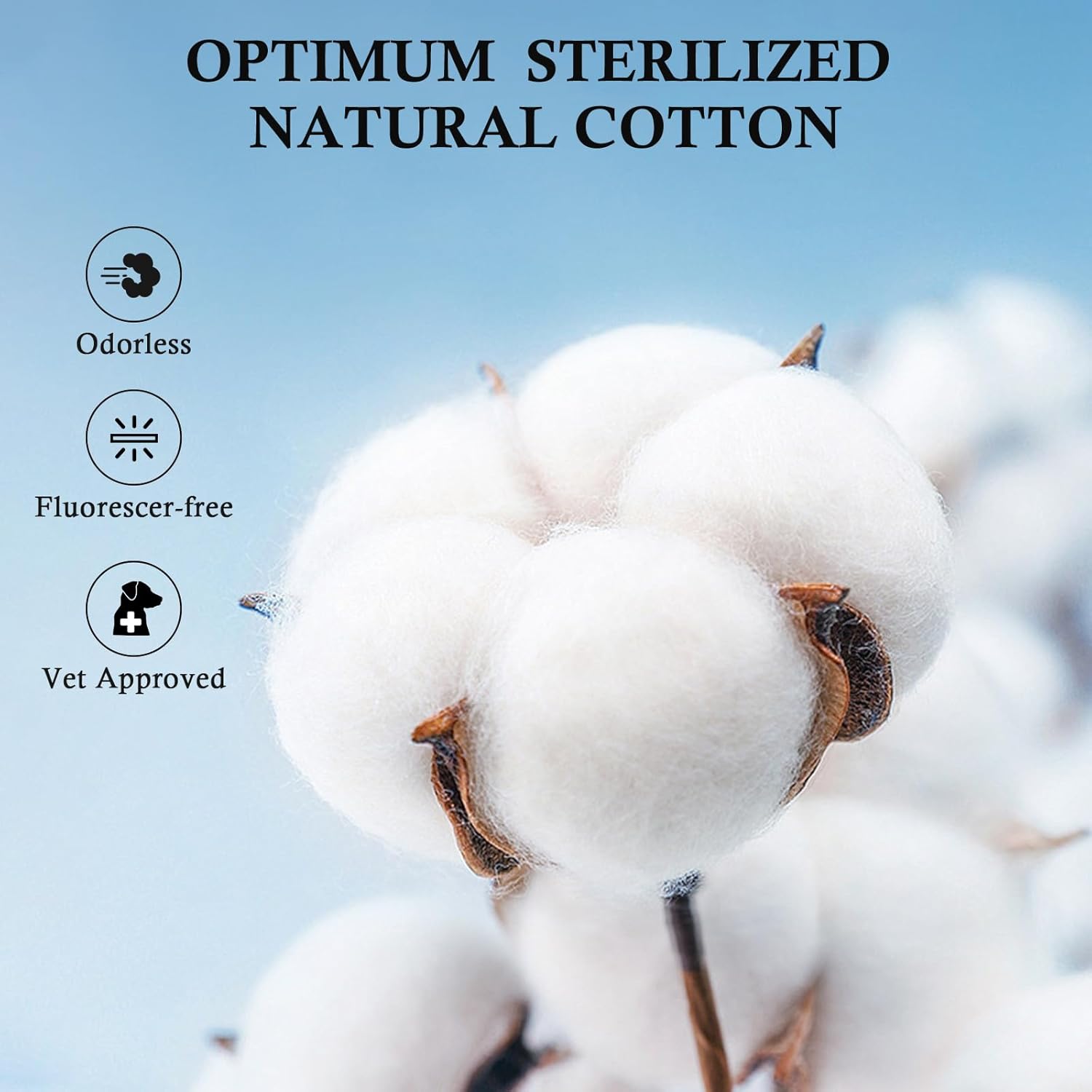 Avont Hisopos de algodón para limpieza de orejas de perro, Qtips para mascotas, cuidado de oídos de doble cara grandes Q-Tips para perros y gatos, L
