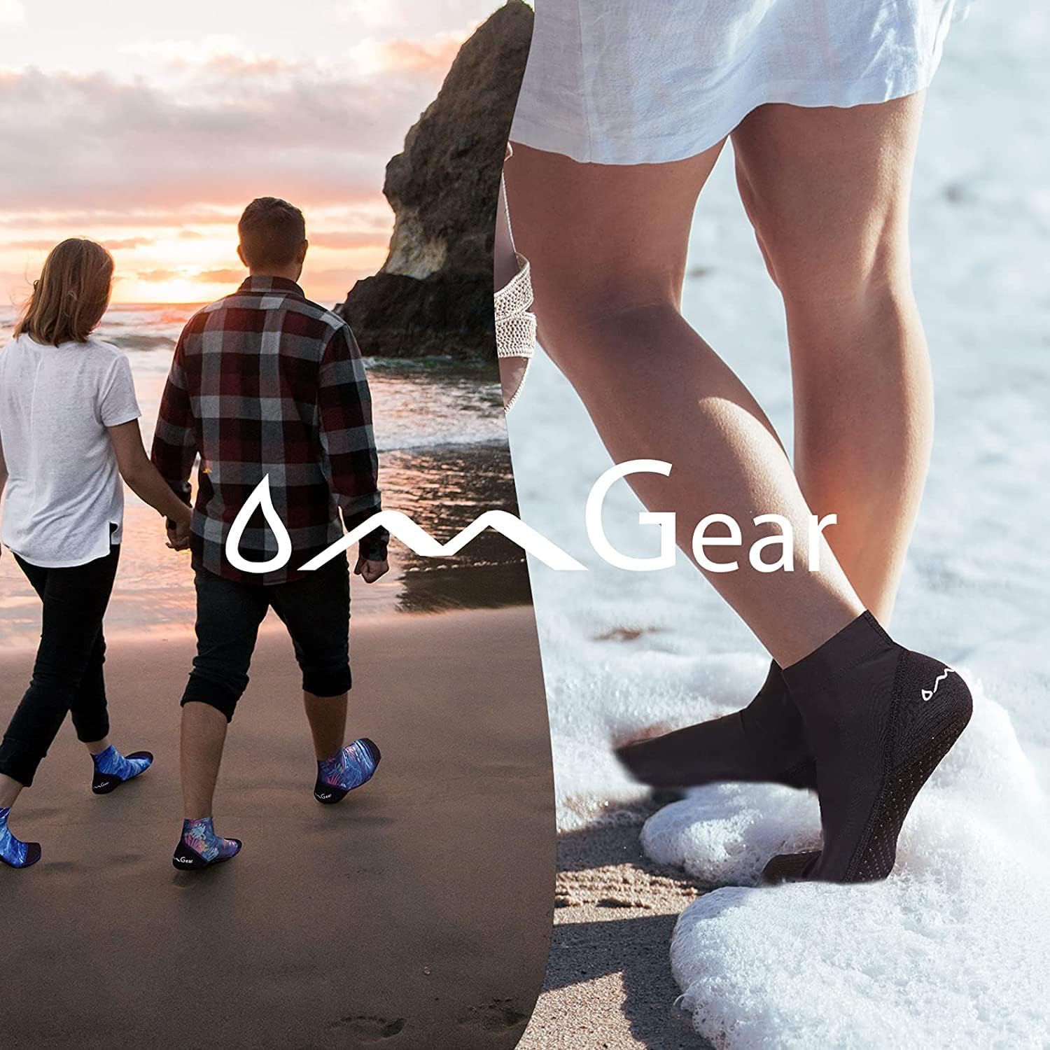 OMGear Calcetines de agua, calcetines de voleibol de playa, botines a prueba de arena, calcetines de natación de secado rápido, calcetines de buceo