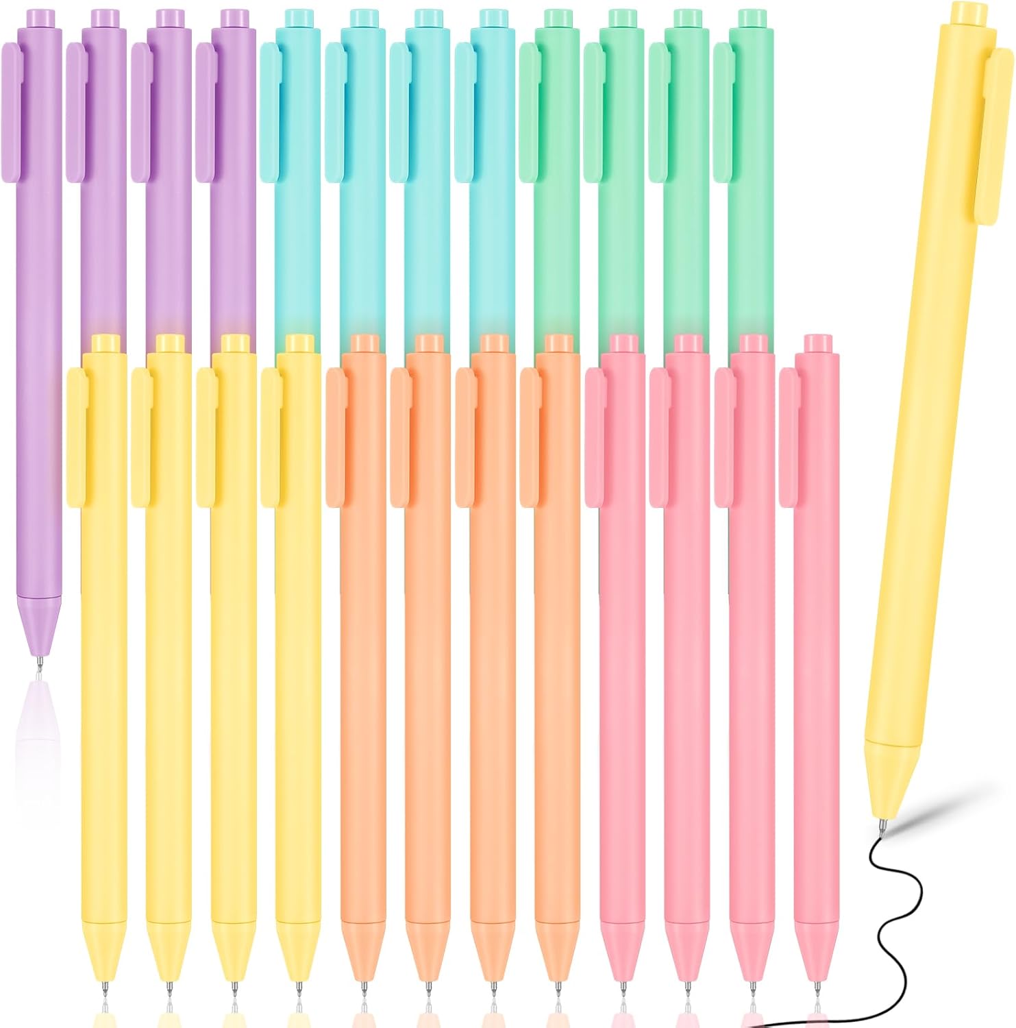 Cholemy 24 bolígrafos de gel retráctiles de secado rápido, tinta de gel de 0.020 in, tinta negra, punta fina, agarre cómodo, escritura suave, para
