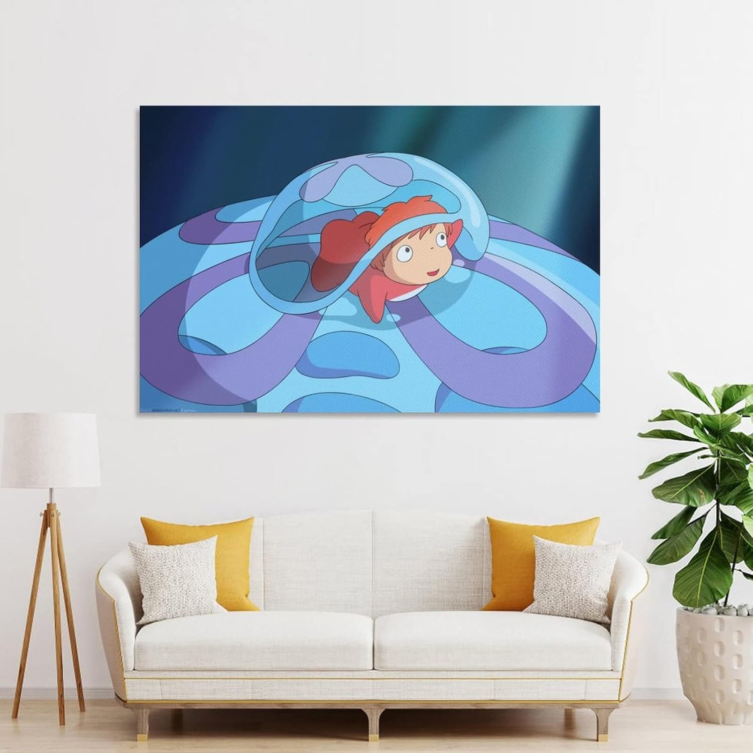 Ponyo on The Cliff – Pósteres estéticos kawaii de películas de anime, decoración de dormitorio infantil (2) pinturas artísticas en lienzo,