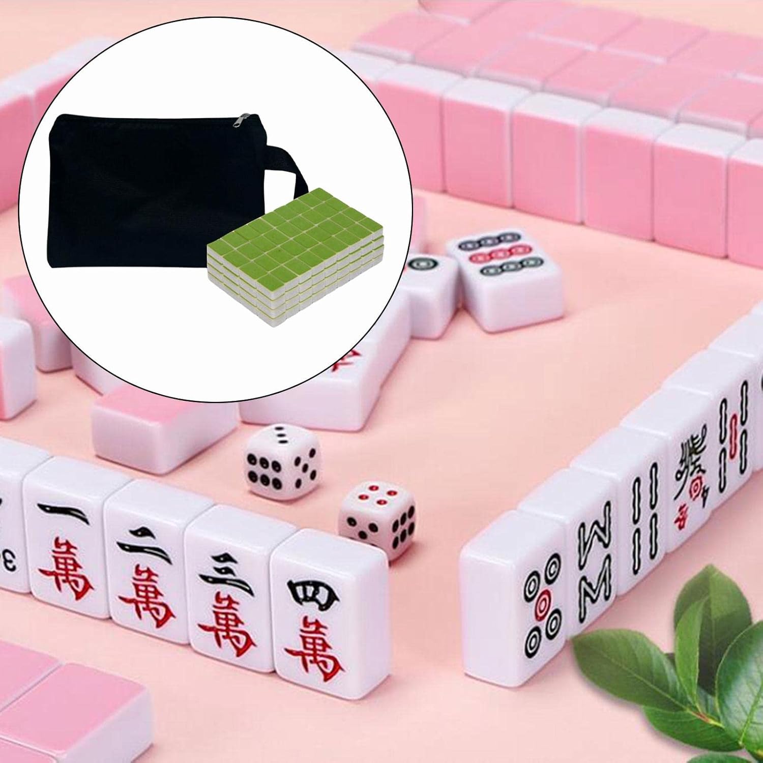 MYCENSE Mahjong de 144 azulejos, mini juego de mahjong, juego de mahjong chino profesional, mini mahjong de viaje para viajes, verde