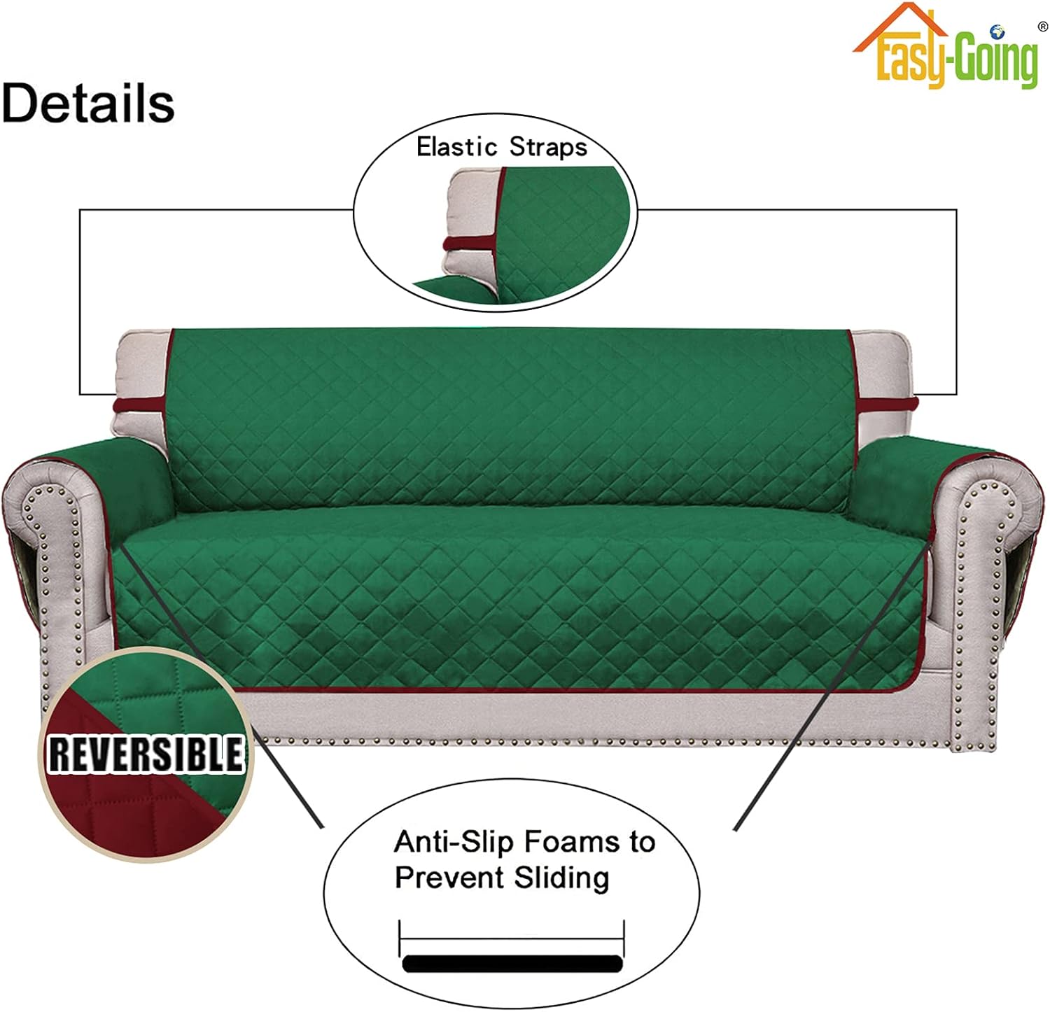 Easy-Going – Funda para sillón reversible y resistente al agua, protector de muebles con correas elásticas, para mascotas, niños, perros y gatos