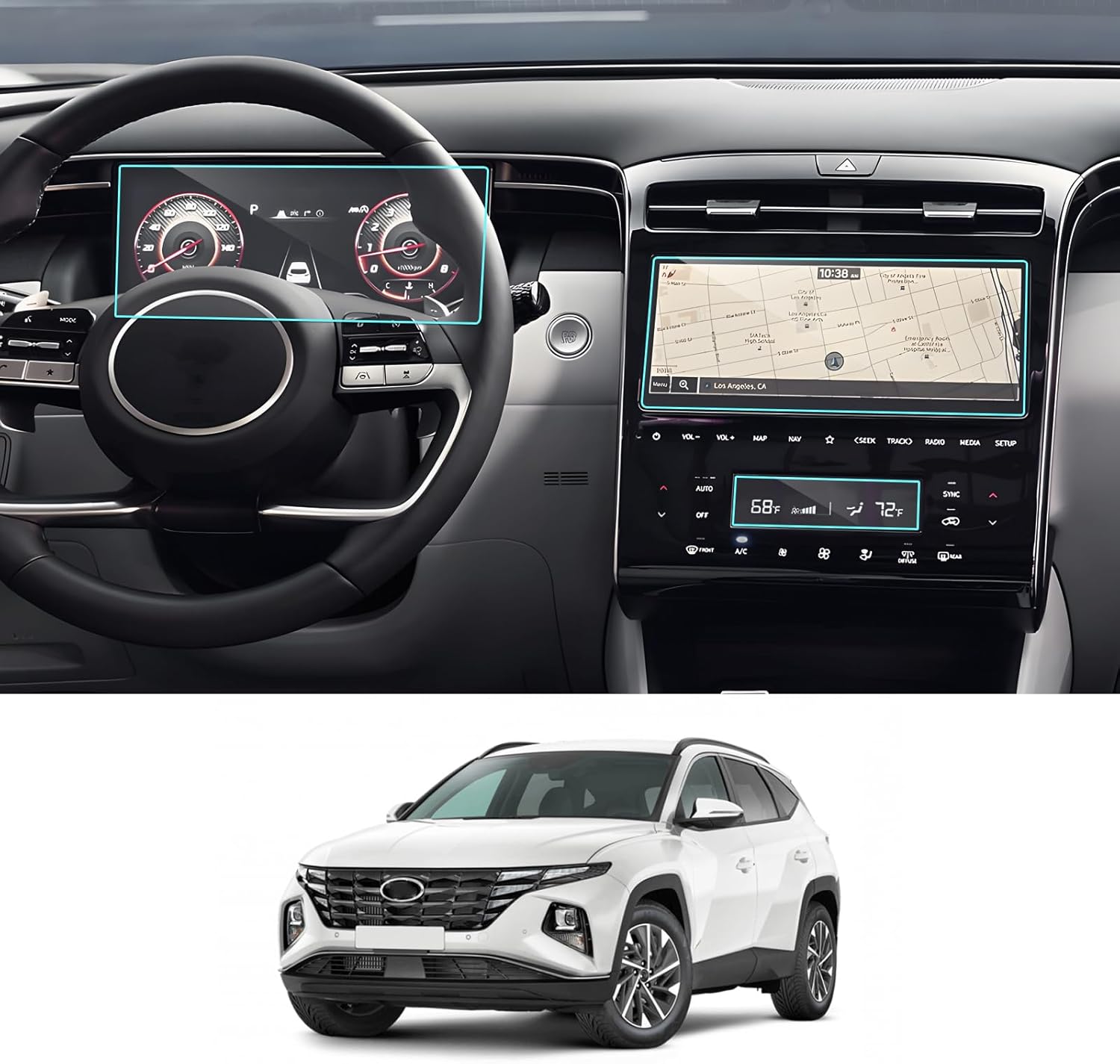 ZCLINKO Protector de pantalla para Hyundai Tucson 2022 2023 2024 (LimitedN LineSELXRT) 10.25 pulgadas 2024 Tucson Accesorios Protector de pantalla