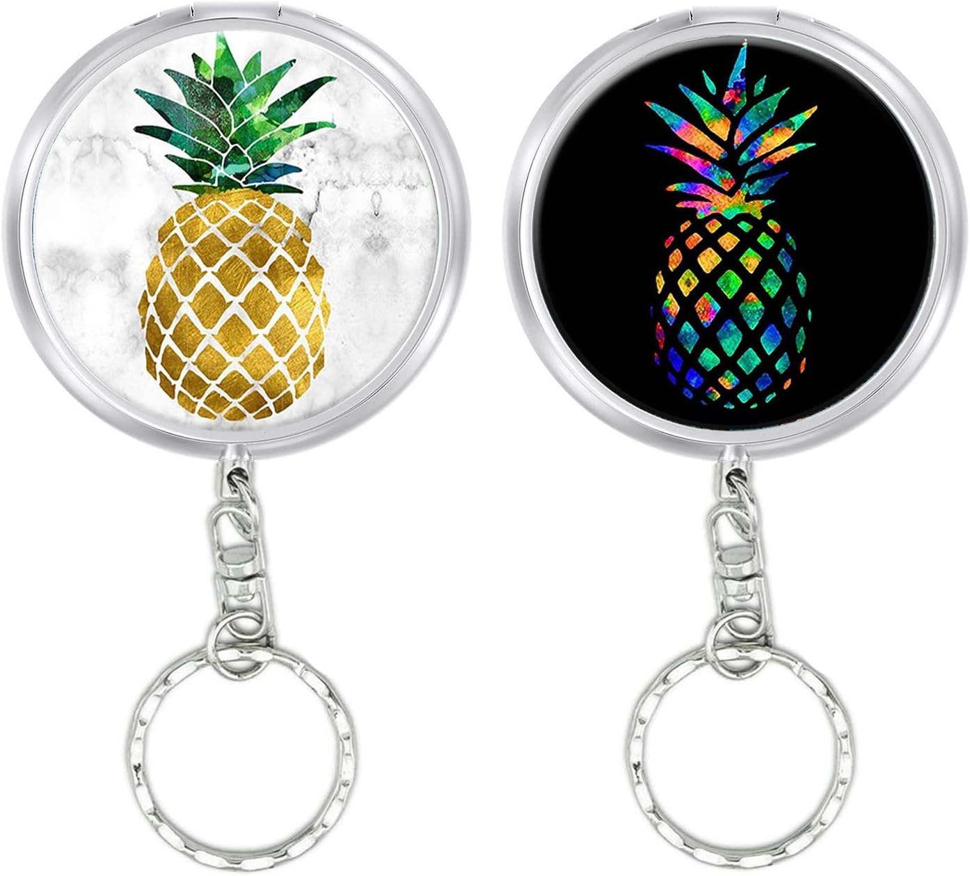 Cenicero de bolsillo portátil, llavero circular de metal con desinflador, soporte personalizado para cenicero para uso cómodo al aire libre (piña, 2