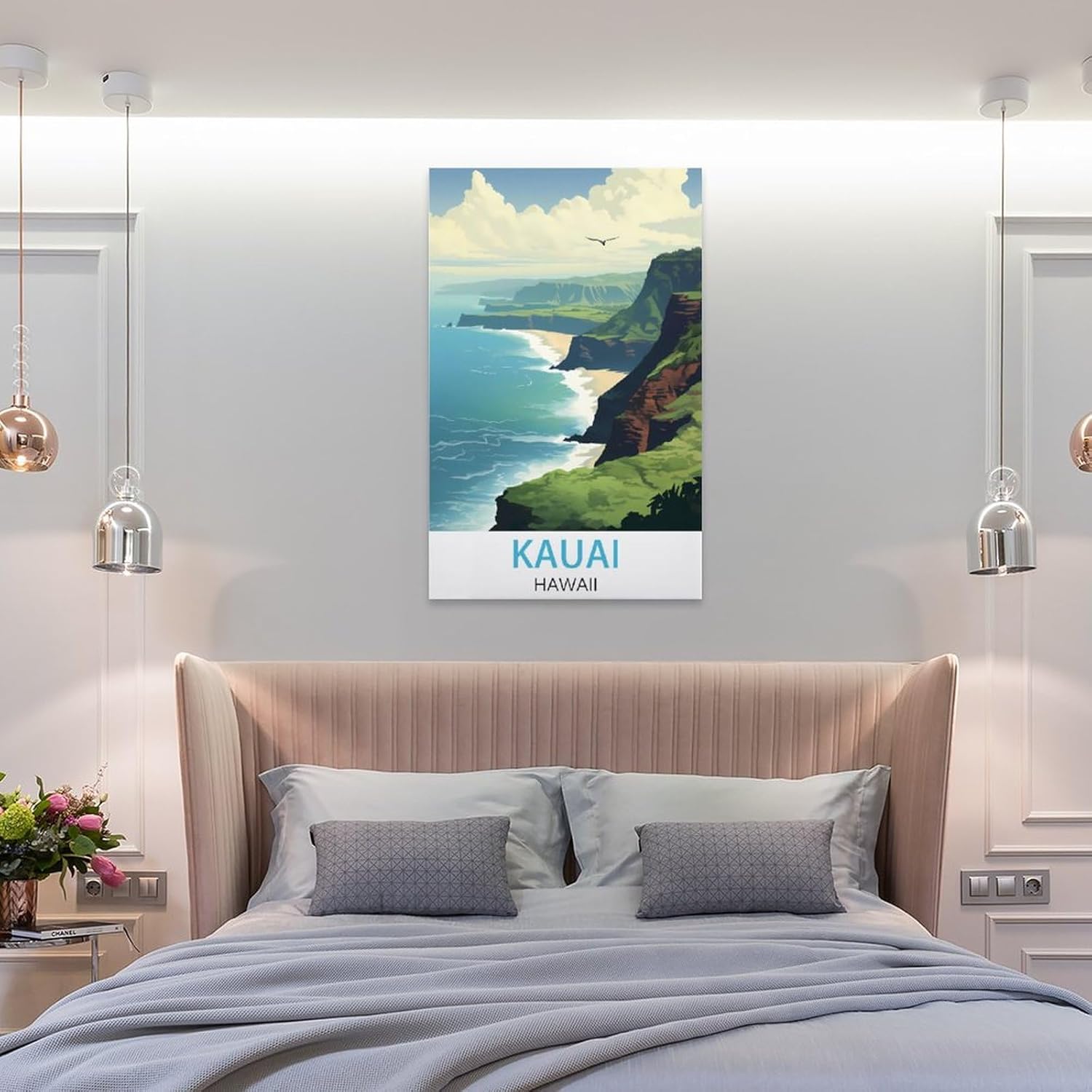 Kauai Hawaii – Pósteres de viaje vintage costeros de 08 x 12 pulgadas (7.9 x 11.8 in) para pared, pintura en lienzo para sala de estar, decoración