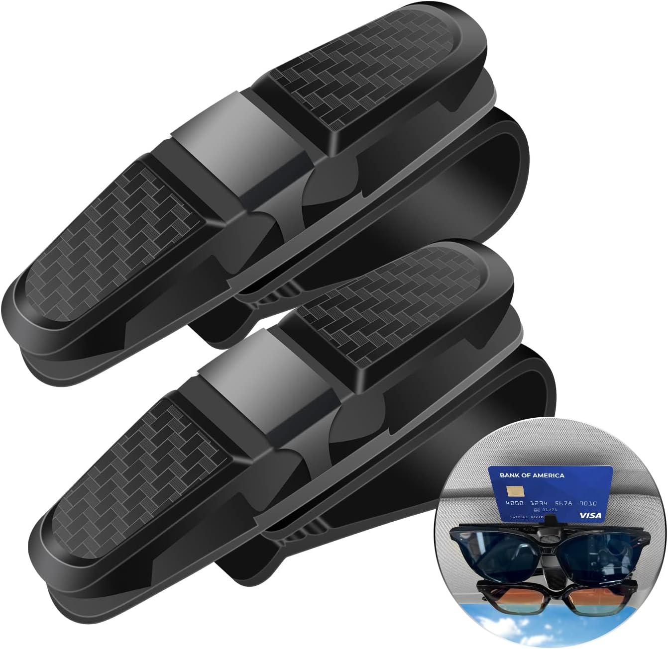 2 soportes para lentes de sol para visera solar de automóvil, soporte universal para lentes de sol de automóvil, soporte para anteojos con clip para