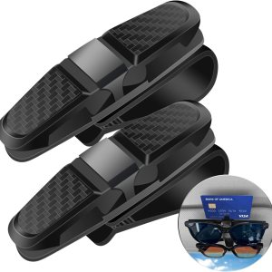 2 soportes para lentes de sol para visera solar de automóvil, soporte universal para lentes de sol de automóvil, soporte para anteojos con clip para 2 soportes para lentes de sol para visera solar de automóvil, soporte universal para lentes de sol de automóvil, soporte para anteojos con clip para
