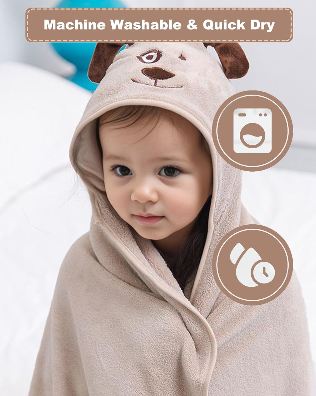 btsoprz Toalla de baño para bebé con capucha para bebés de 0 a 3 años, ultra absorbente, natural, artículos de baño para bebés, regalos para baby
