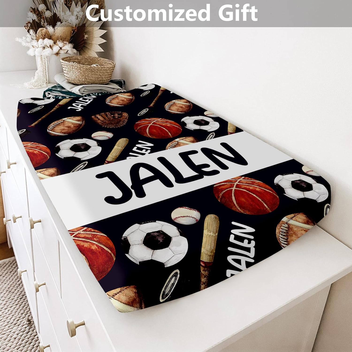 Funda para cambiador personalizada con nombre 2 piezas personalizadas para bebés y niños pequeños, fundas de algodón para cambiadores para regalos